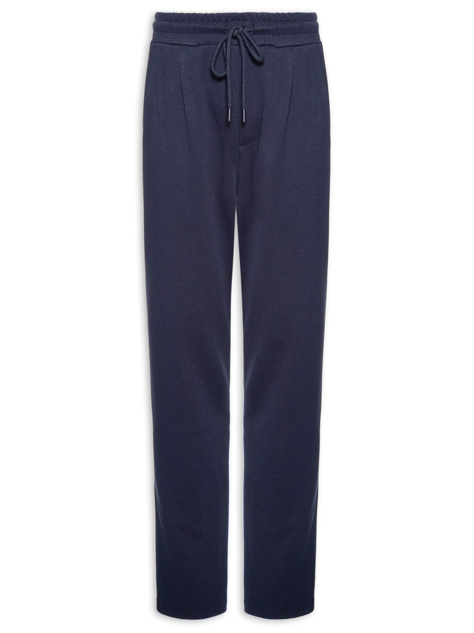 Calça Masculina Moletinho Reta Com Elástico Na Cintura Azul Basiq Men