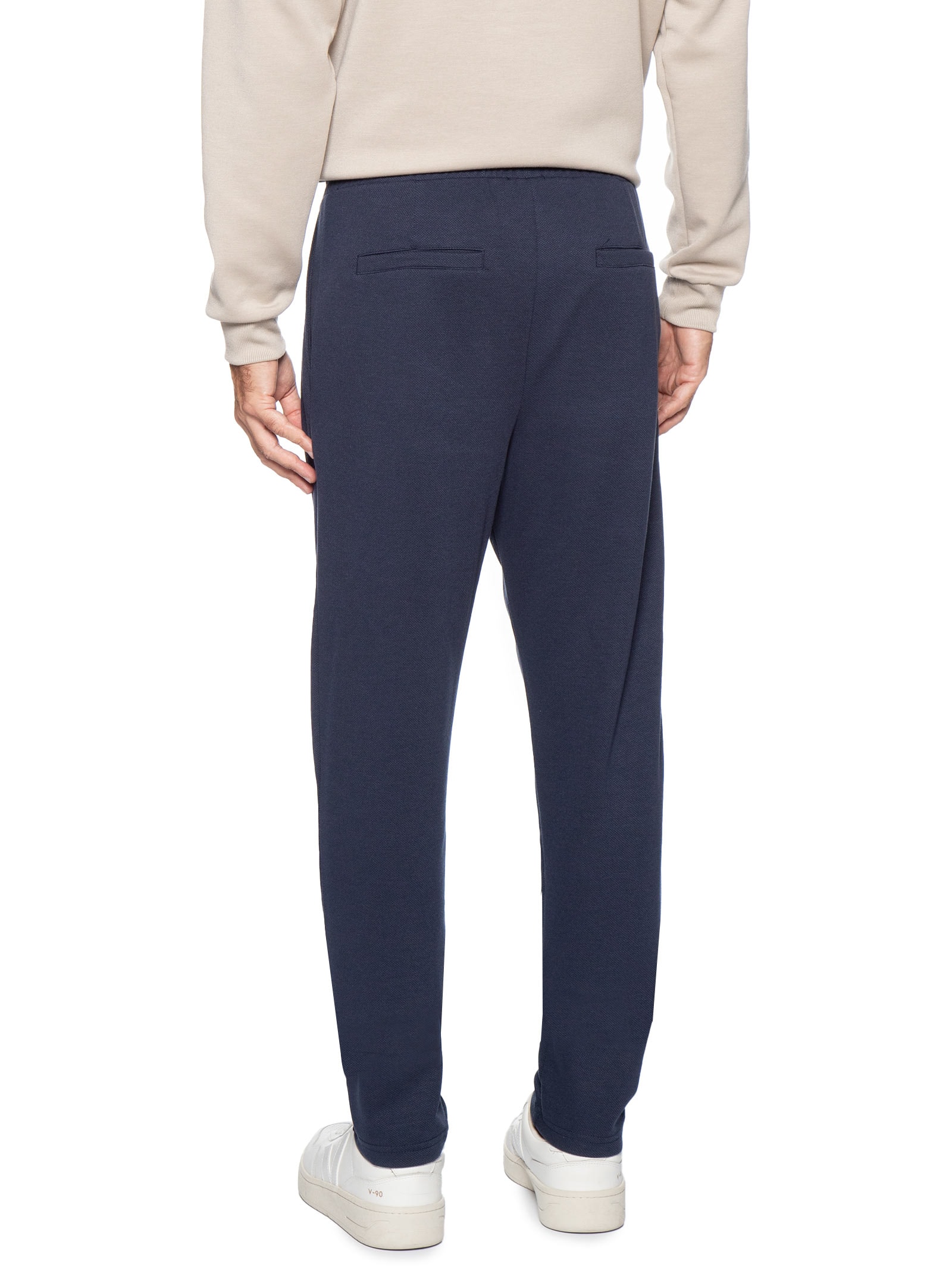 Calça Masculina Moletinho Reta Com Elástico Na Cintura Azul Basiq Men