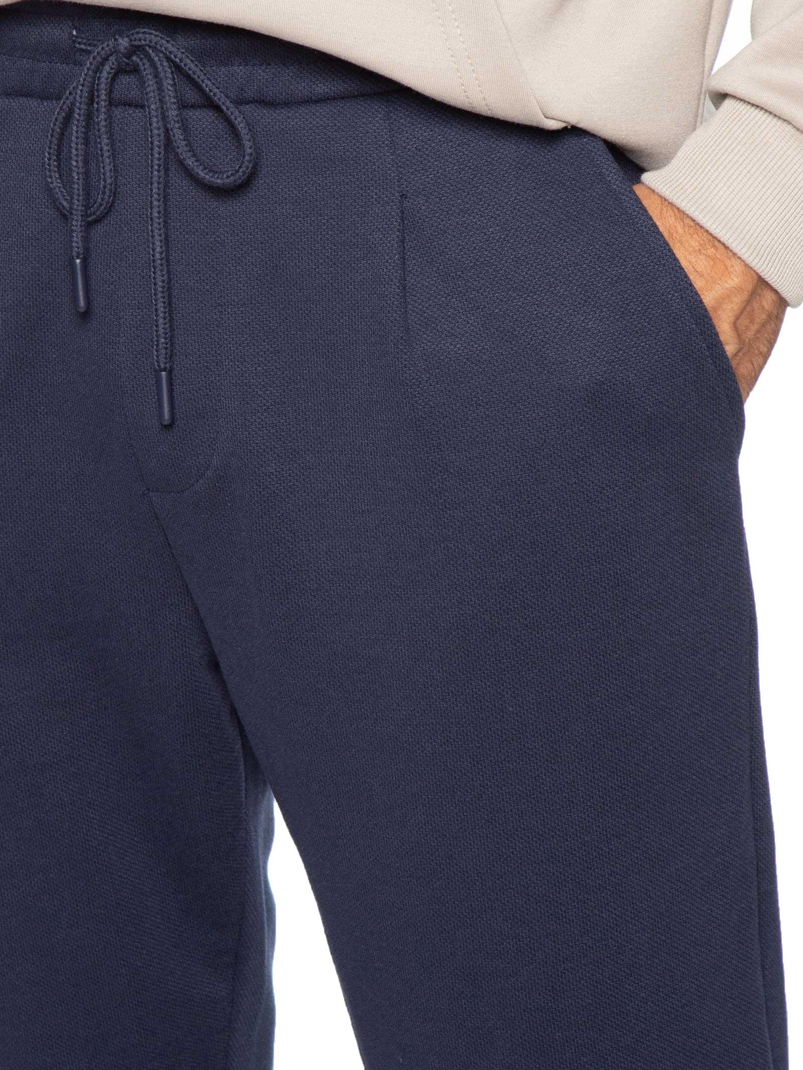Calça Masculina Moletinho Reta Com Elástico Na Cintura Azul Basiq Men