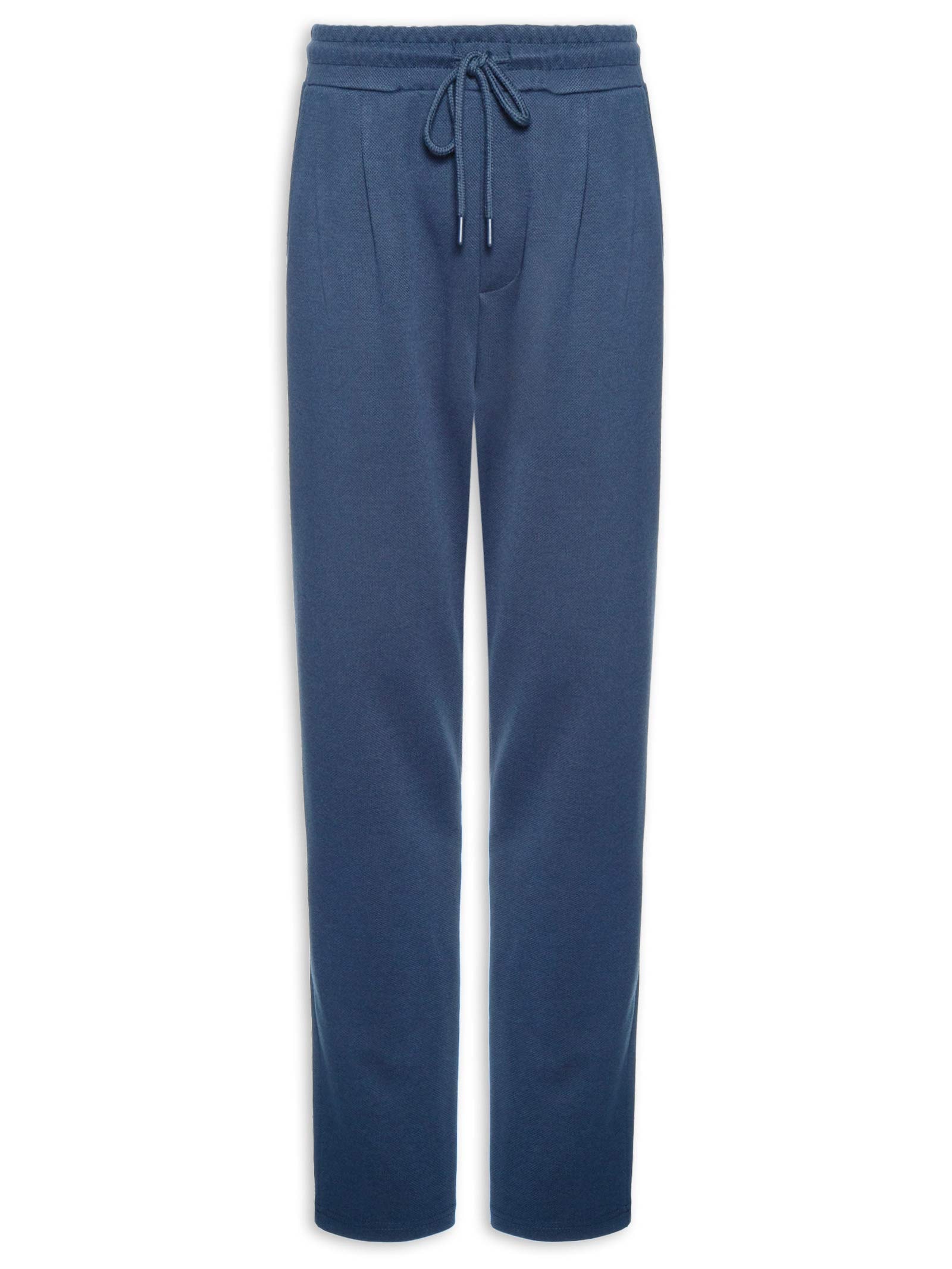 Calça Masculina Moletinho Reta Com Elástico Na Cintura Azul Basiq Men