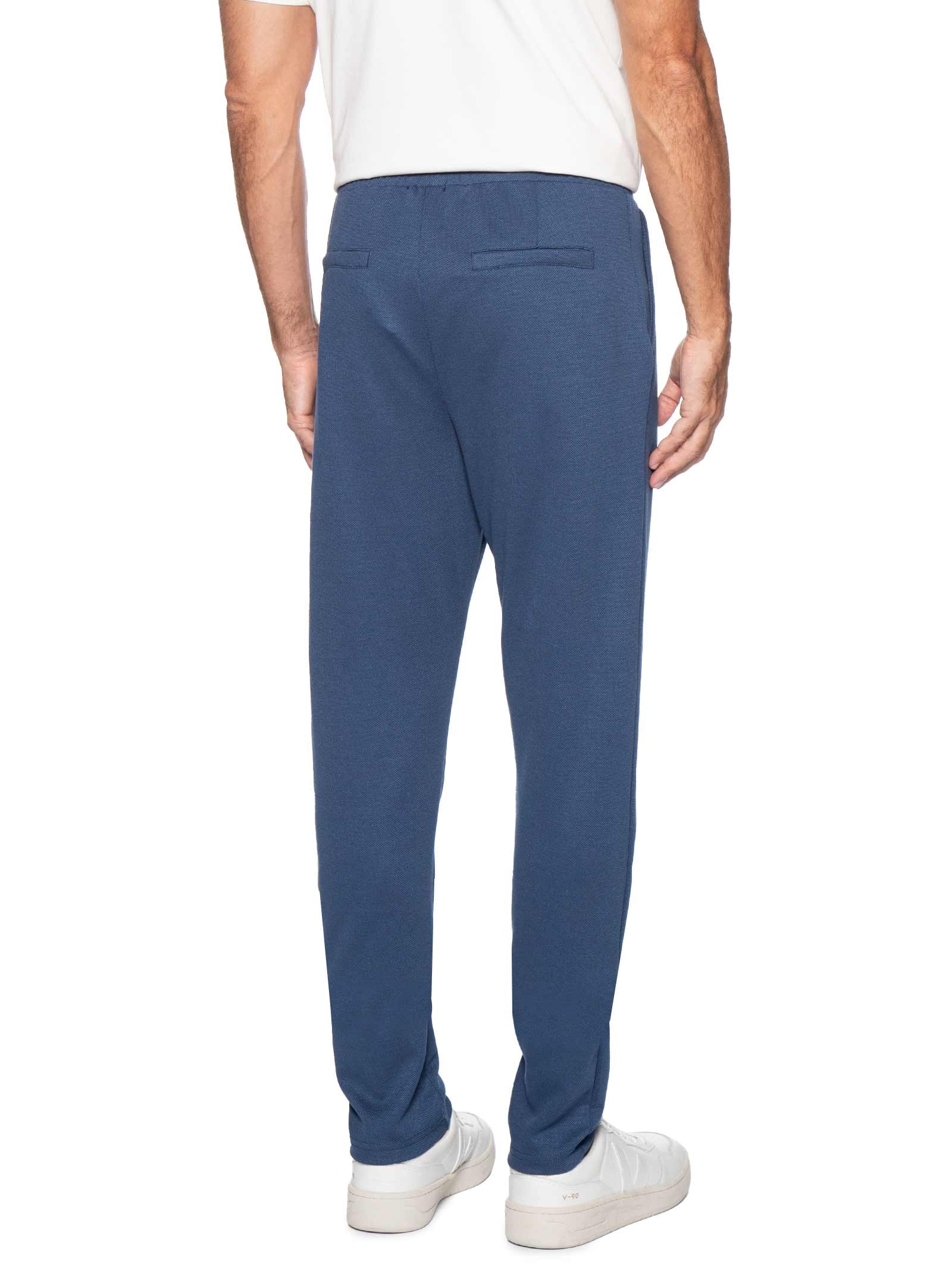 Calça Masculina Moletinho Reta Com Elástico Na Cintura Azul Basiq Men