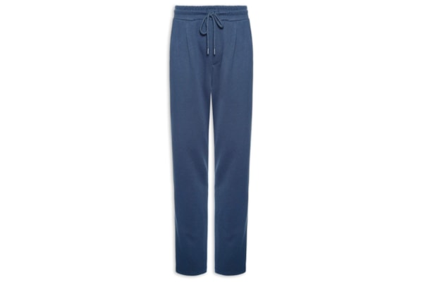 Calça Masculina Moletinho Reta Com Elástico Na Cintura - Azul