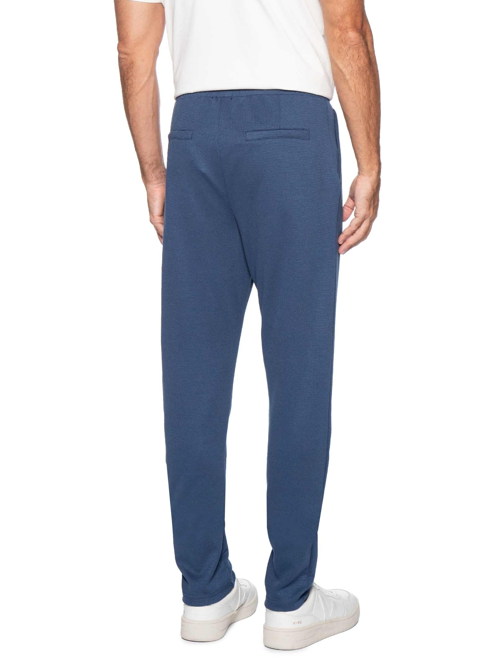 Calça Masculina Moletinho Reta Com Elástico Na Cintura Azul Basiq Men