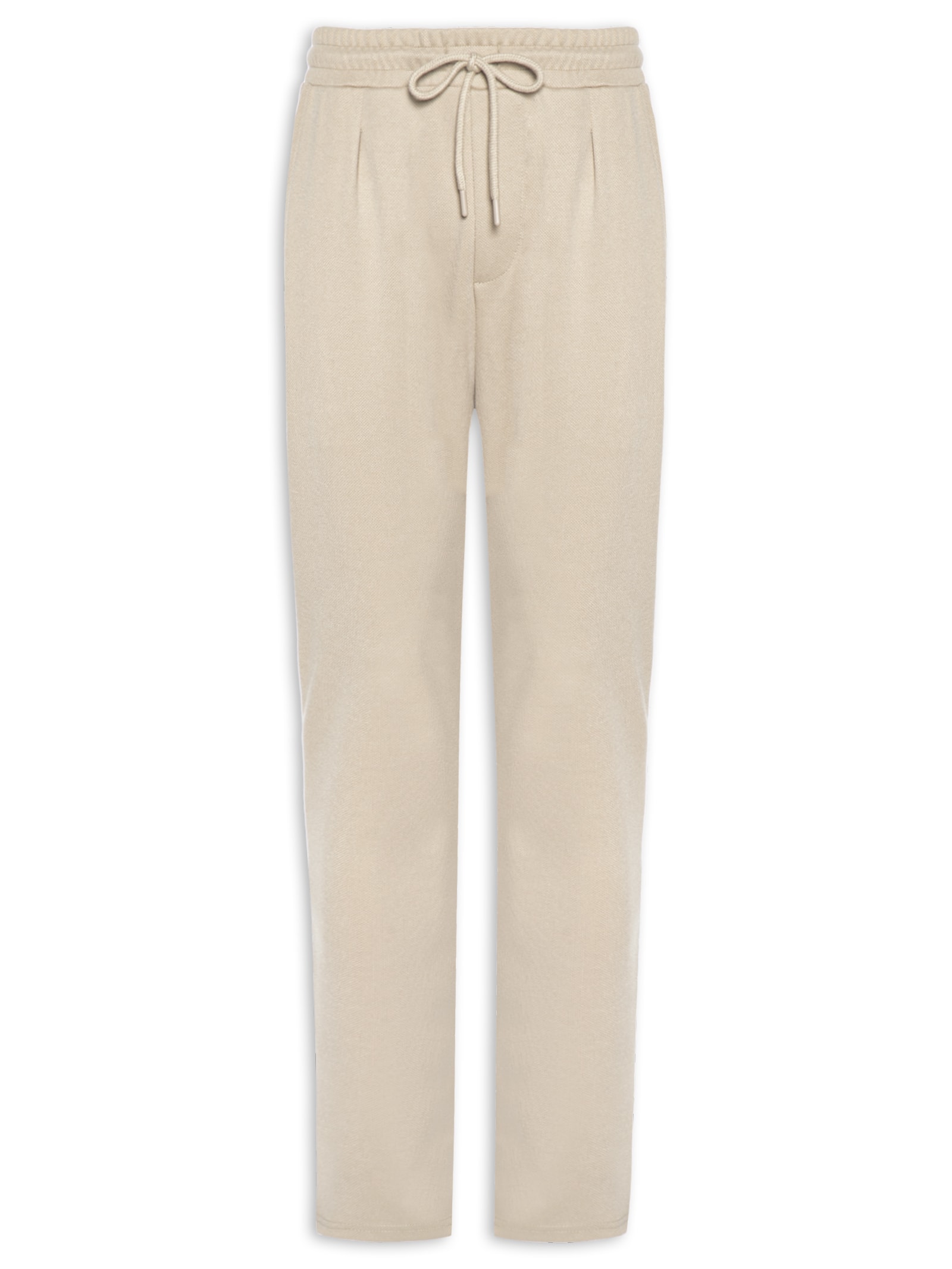 Calça Masculina Moletinho Reta Com Elástico Na Cintura Bege Basiq Men