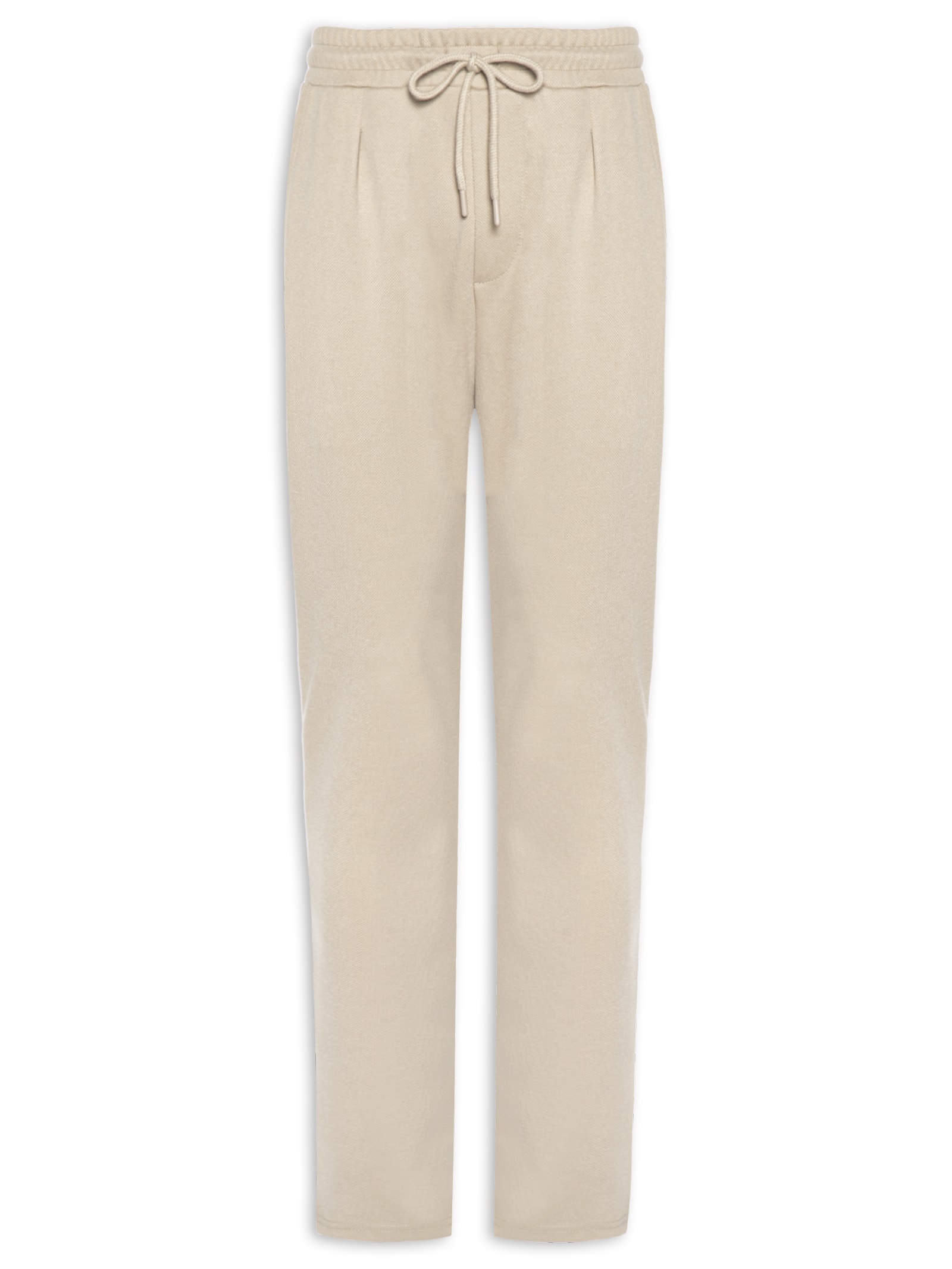 Calça Masculina Moletinho Reta Com Elástico Na Cintura Bege Basiq Men
