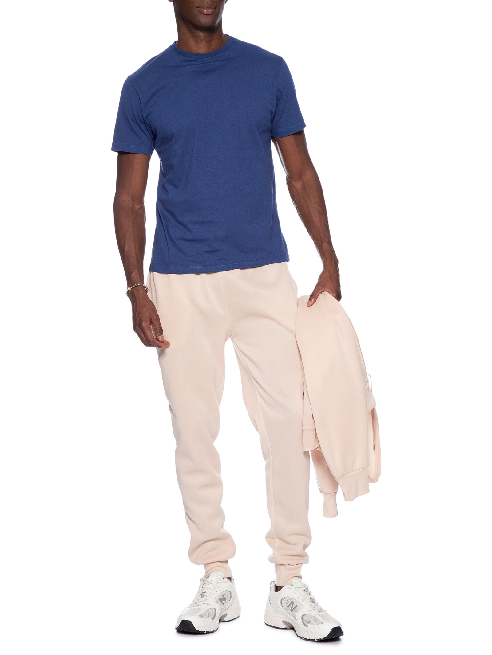 Calça Masculina Moletom Jogger Bege Basiq Men