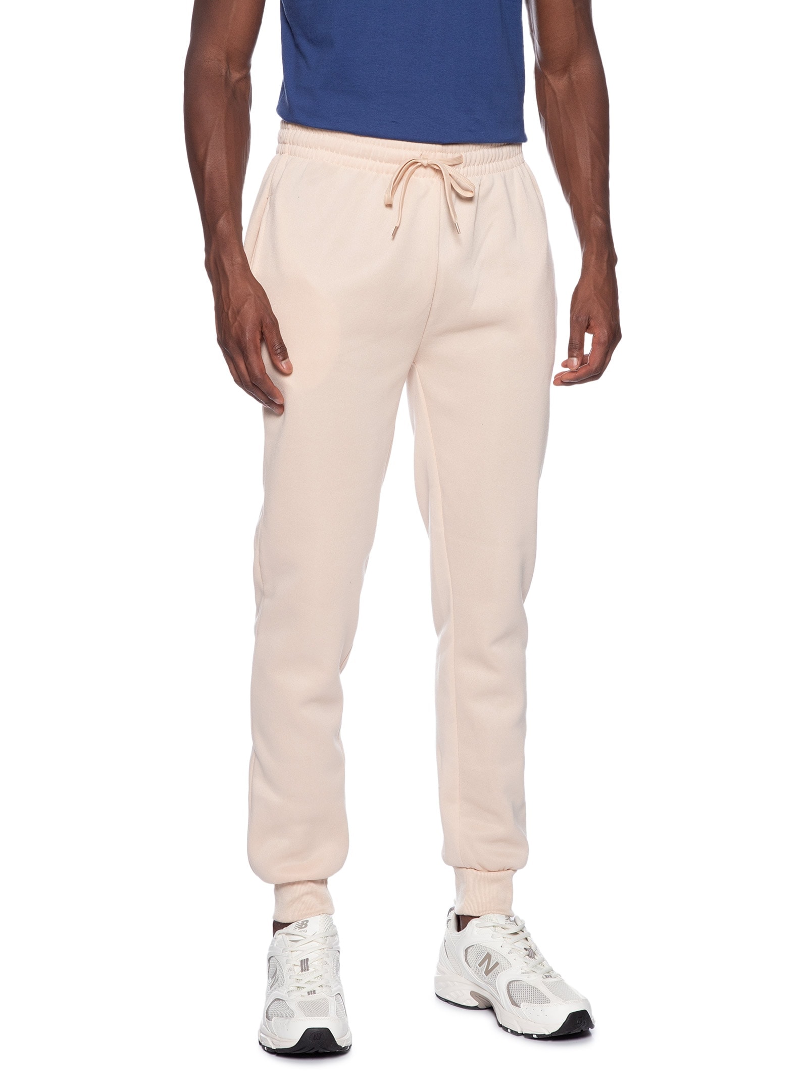 Calça Masculina Moletom Jogger Bege Basiq Men