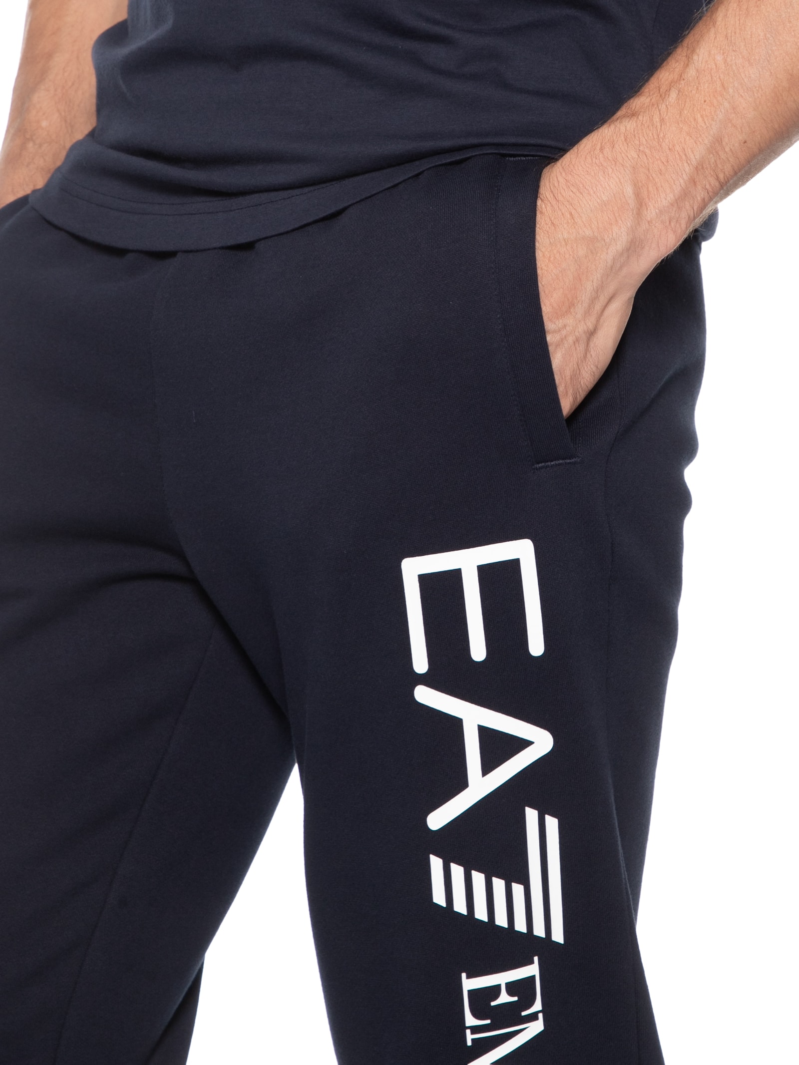 Calça Masculina Moletom Logo Azul Ea7 Emporio Armani