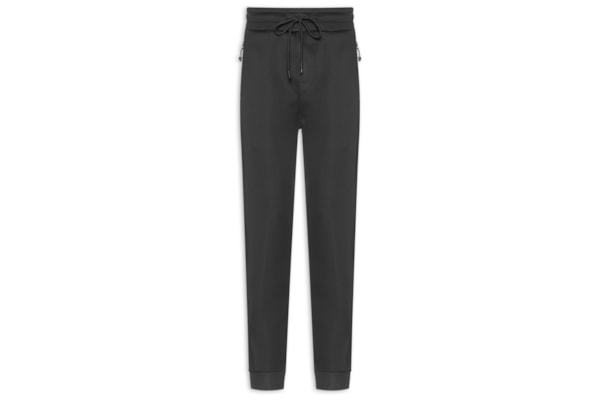 Calça Masculina Moletom Neoprene Com Zíper Lateral - Preto