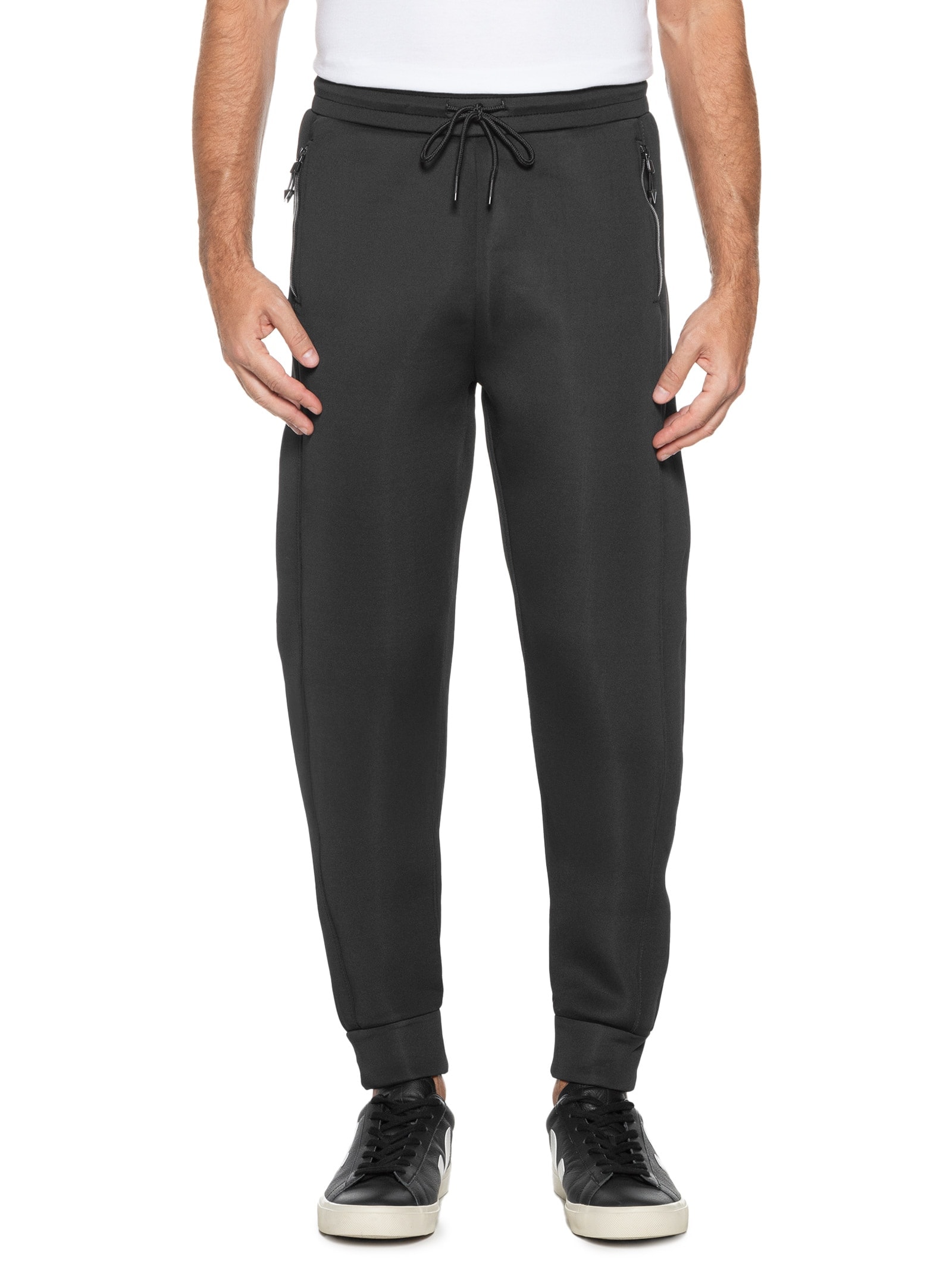 Calça Masculina Moletom Neoprene Com Zíper Lateral Preto '2 Essential