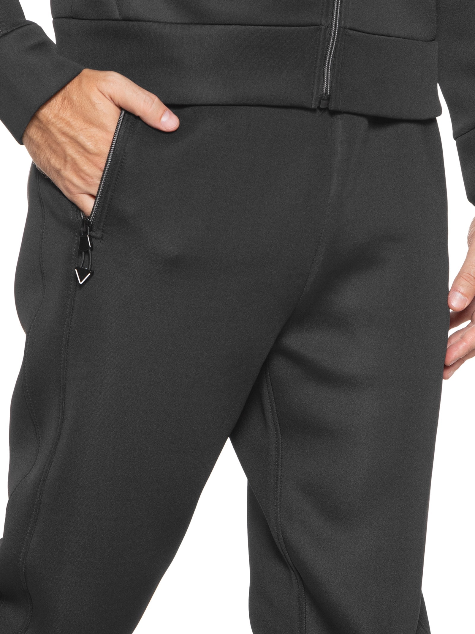 Calça Masculina Moletom Neoprene Com Zíper Lateral Preto '2 Essential