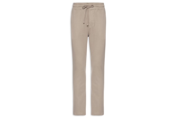 Calça Masculina Moletom Reta Com Bolsos Suedine - Bege