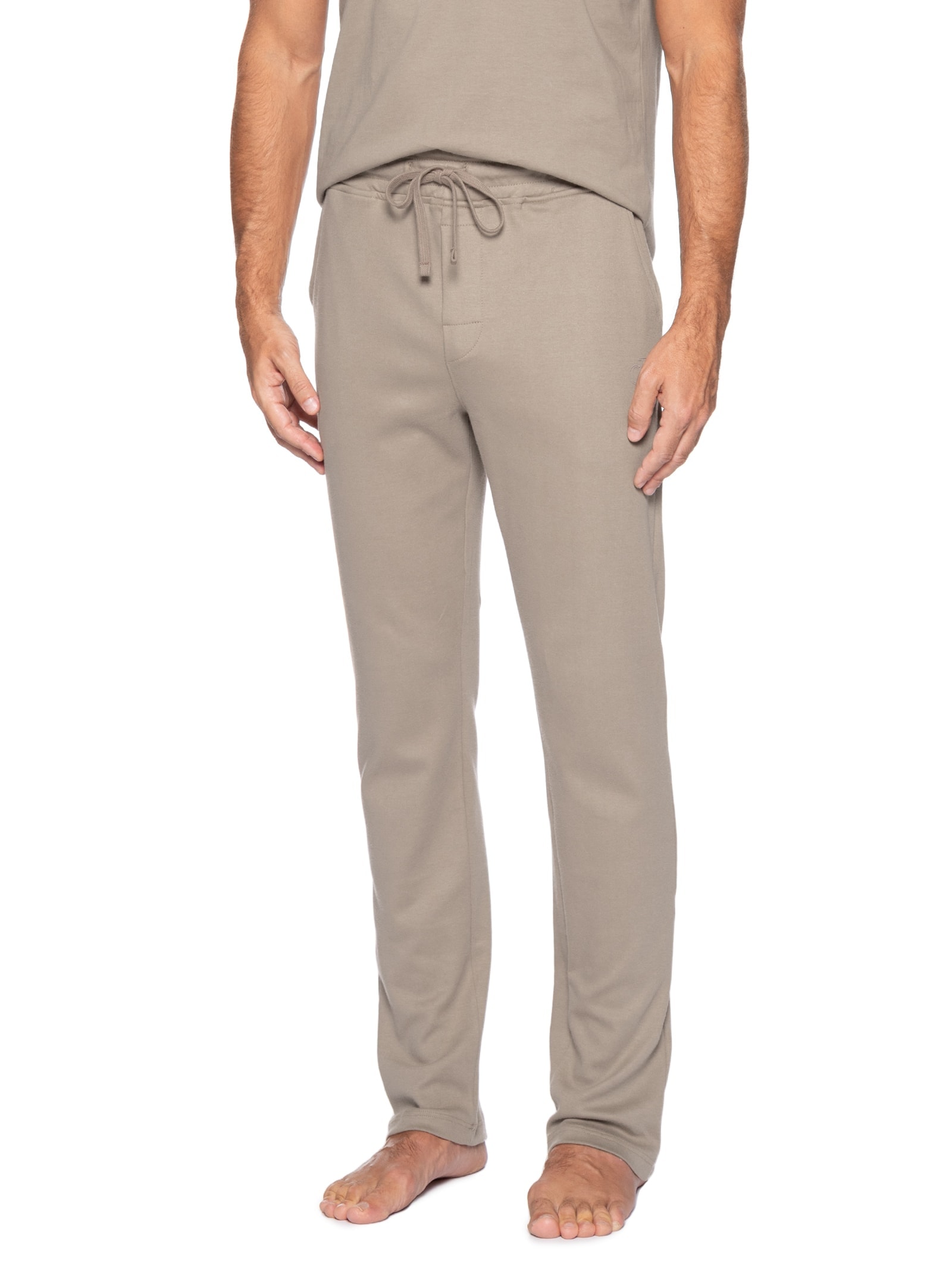 Calça Masculina Moletom Reta Com Bolsos Suedine Bege Calvin Klein Underwear