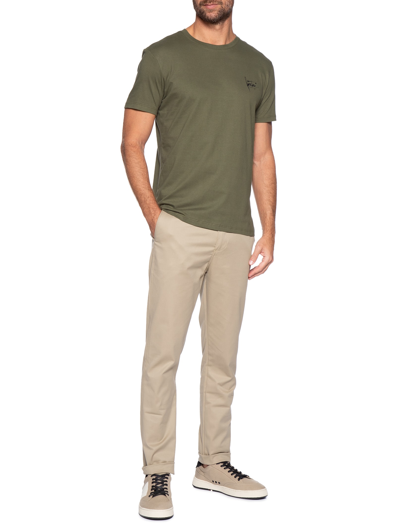 Calça Masculina Moovexx Manhattan Em Algodão Egípcio Bege Pineapple