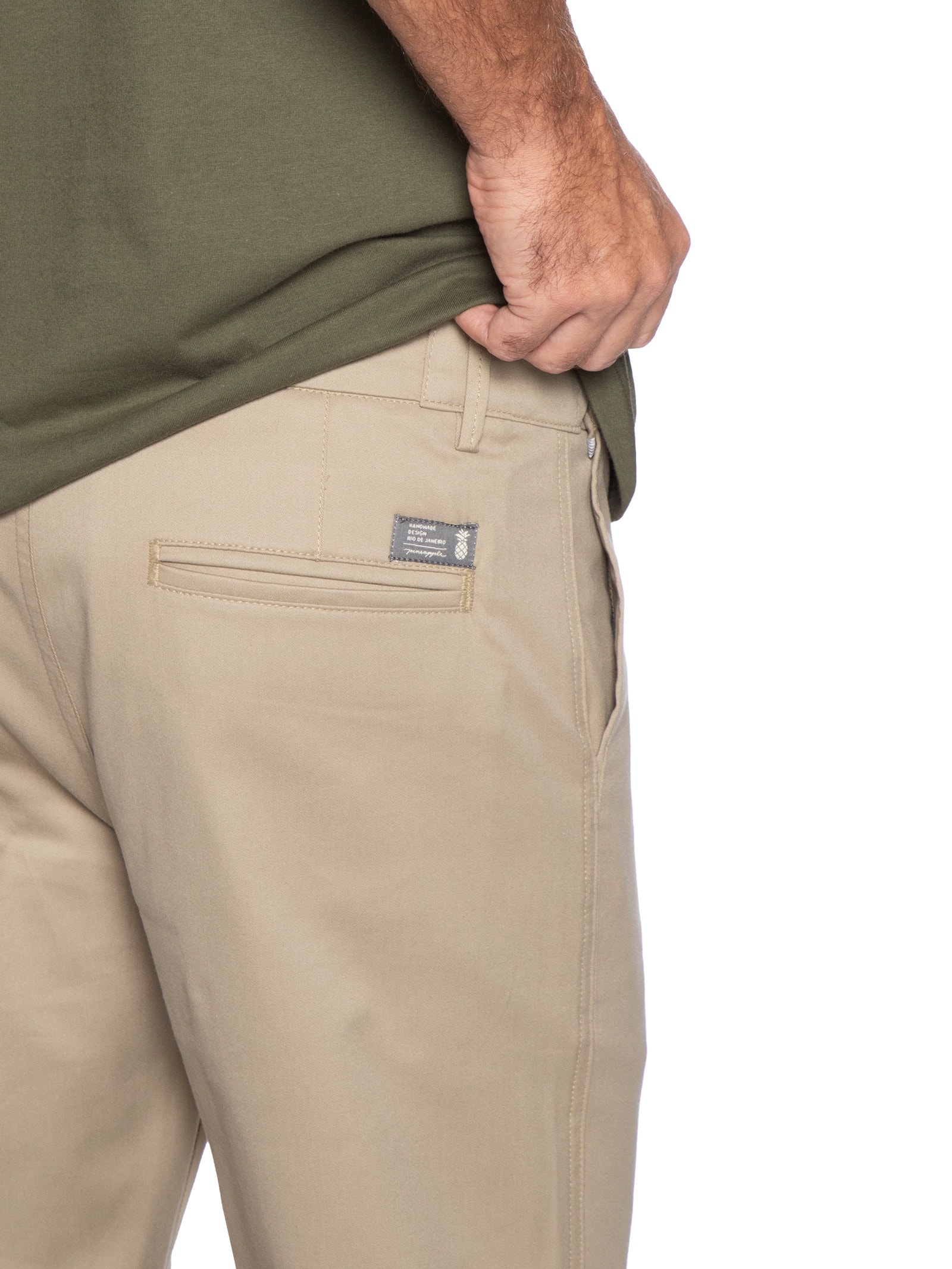Calça Masculina Moovexx Manhattan Em Algodão Egípcio Bege Pineapple