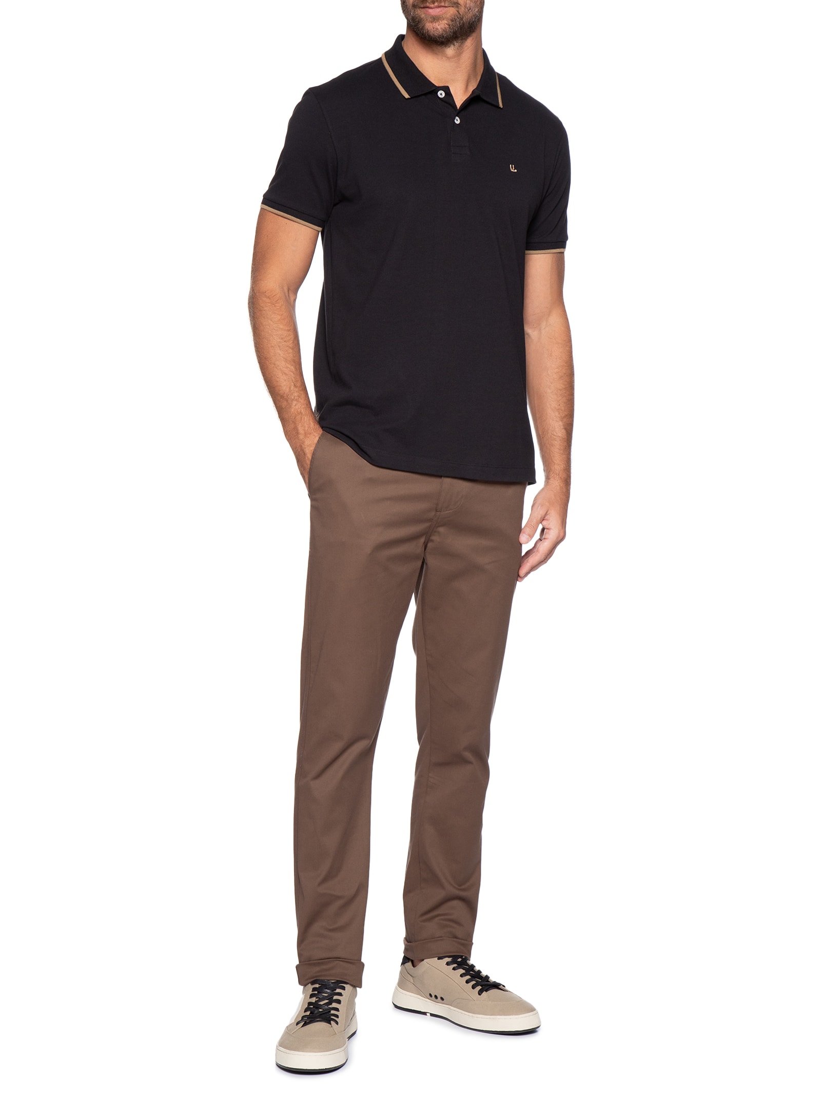 Calça Masculina Moovexx Manhattan Em Algodão Egípcio Marrom Pineapple