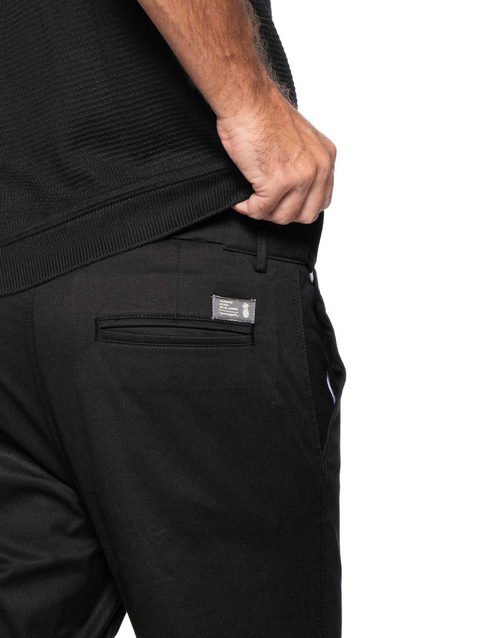 Calça Masculina Moovexx Manhattan Em Algodão Egípcio Preto Pineapple