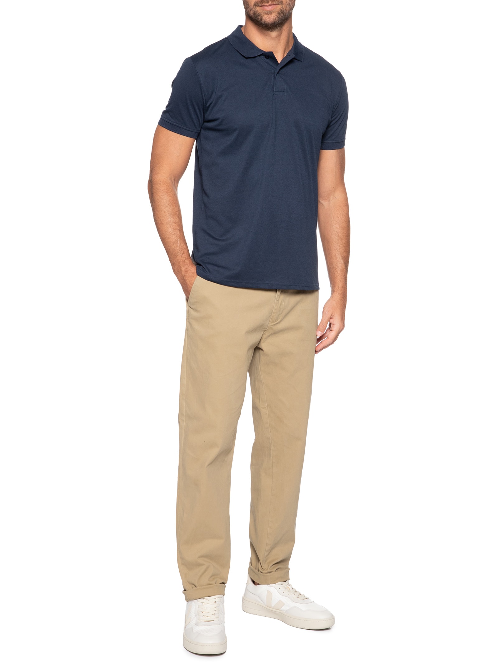 Calça Masculina Reta Chino Bege '2 Essential