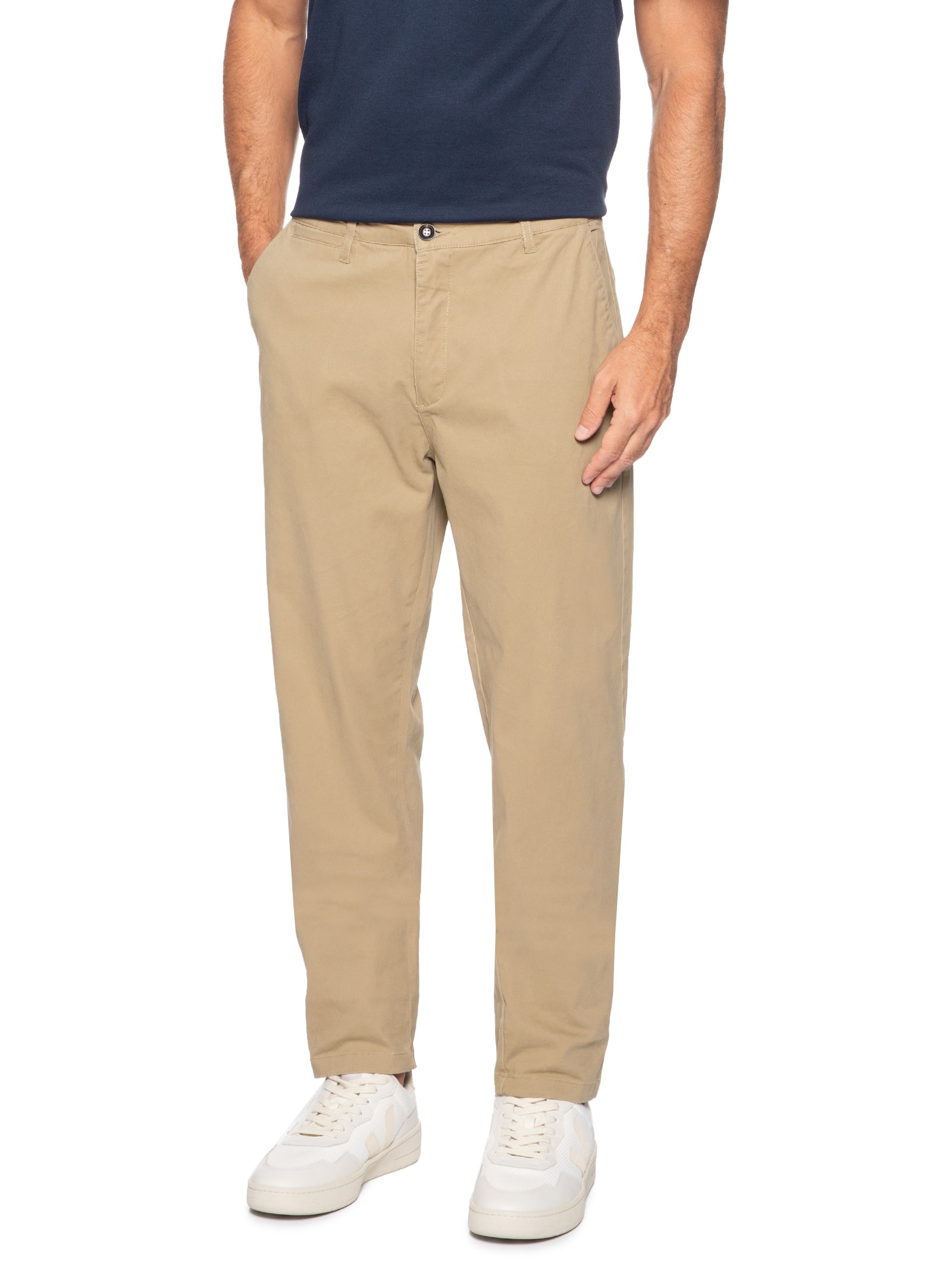 Calça Masculina Reta Chino Bege '2 Essential