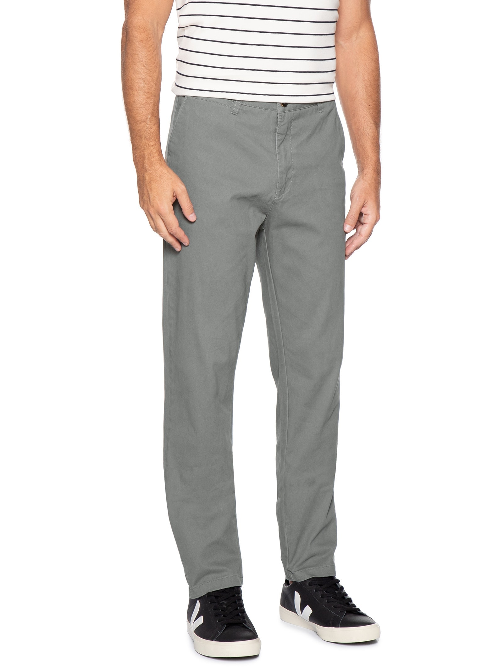 Calça Masculina Reta Chino Cinza '2 Essential