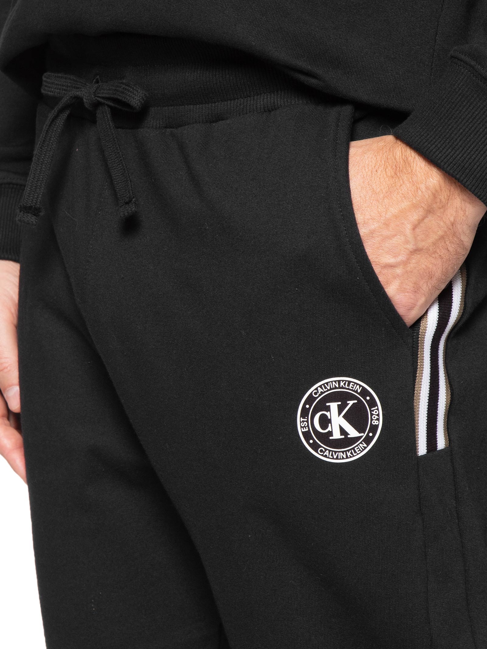 Calça Masculina Reta Com Bolsos Moletinho  – Preto Calvin Klein Underwear