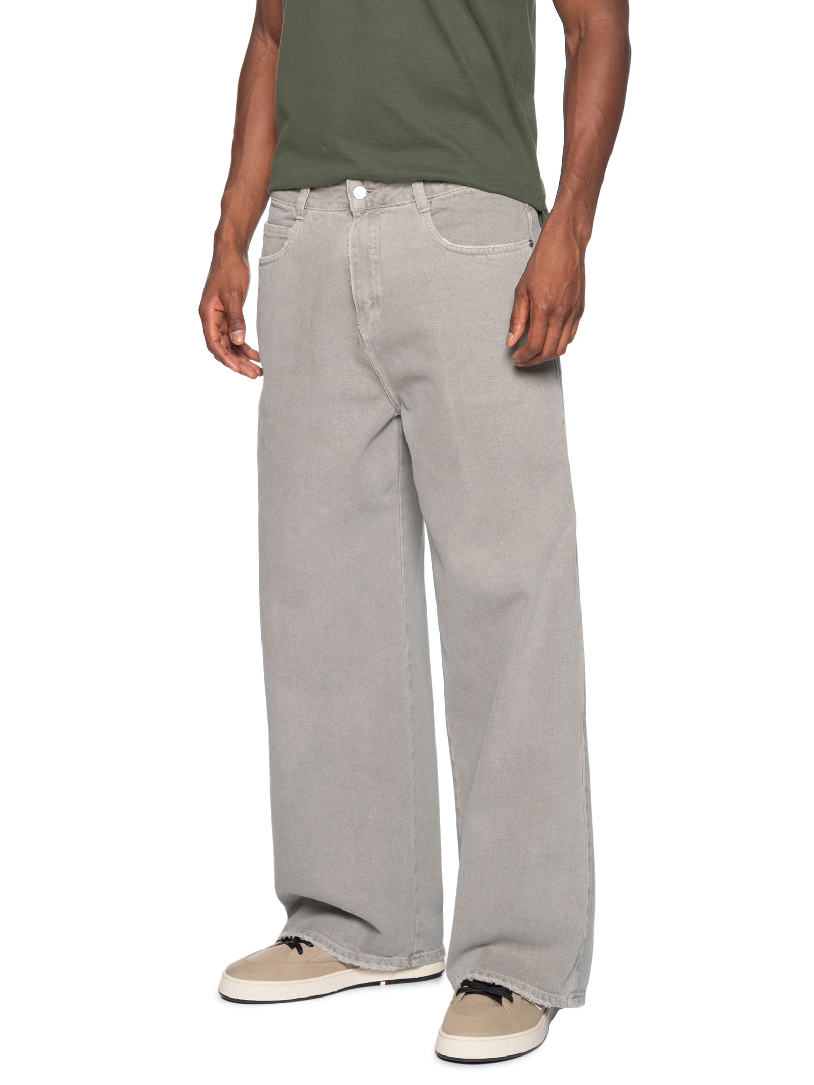 Calça Masculina Reta Cotton Tape Used Cinza Osklen Osklen