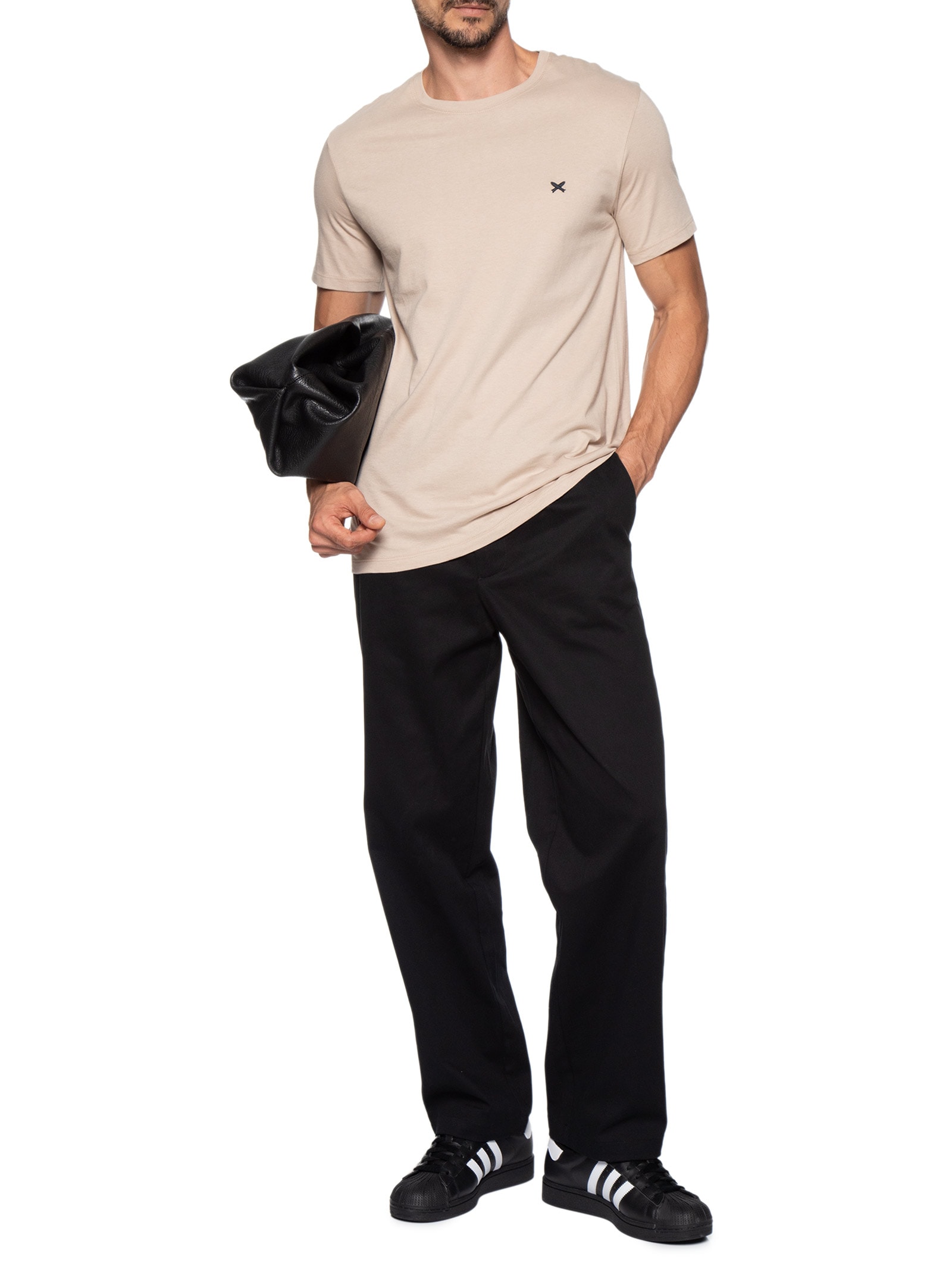 Calça Masculina Reta De Sarja Com Pregas Preto Hering