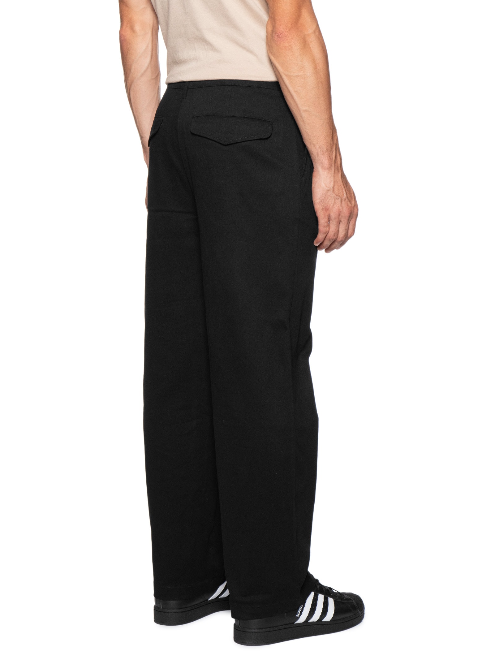 Calça Masculina Reta De Sarja Com Pregas Preto Hering