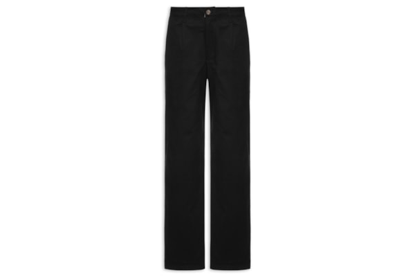 Calça Masculina Reta De Sarja Com Pregas - Preto