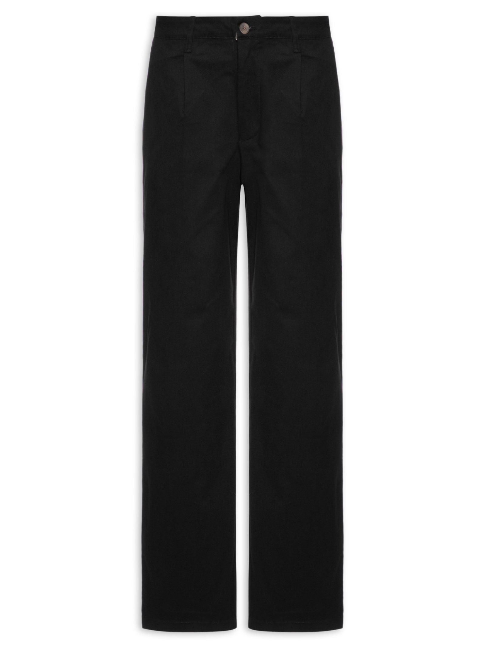 Calça Masculina Reta De Sarja Com Pregas Preto Hering