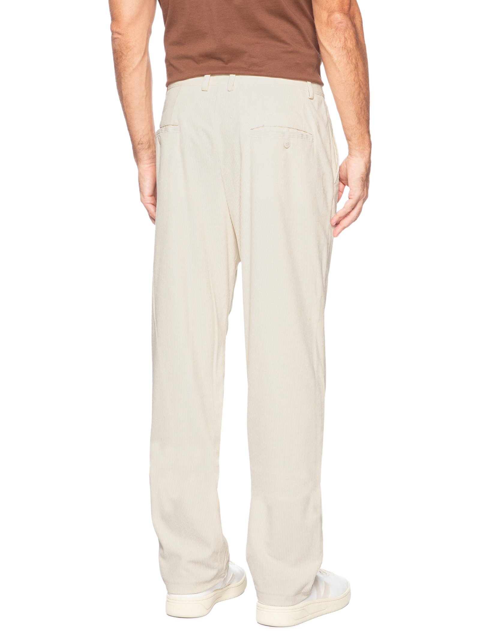 Calça Masculina Reta Em Cotelê Bege Basiq Men