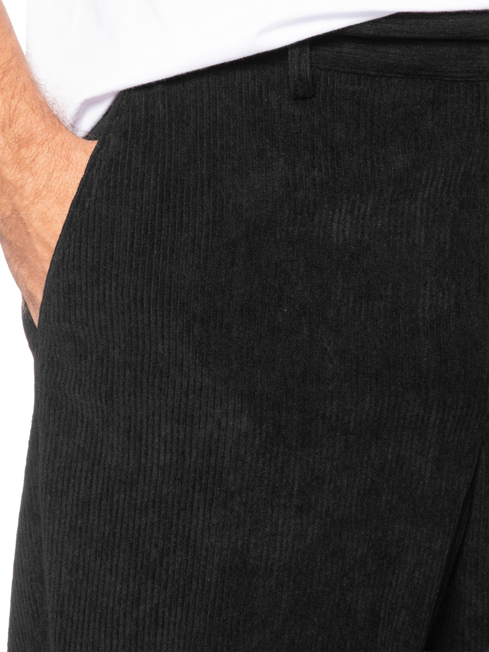 Calça Masculina Reta Em Cotelê Preto Basiq Men