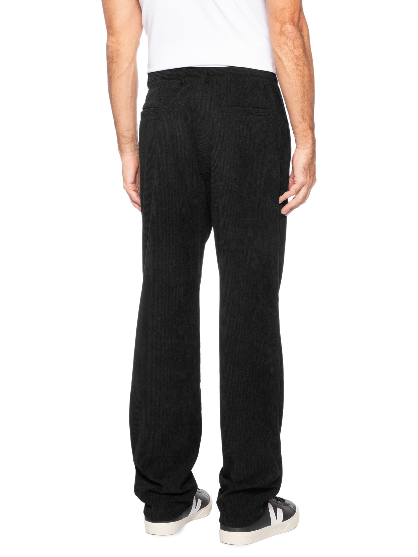 Calça Masculina Reta Em Cotelê Preto Basiq Men
