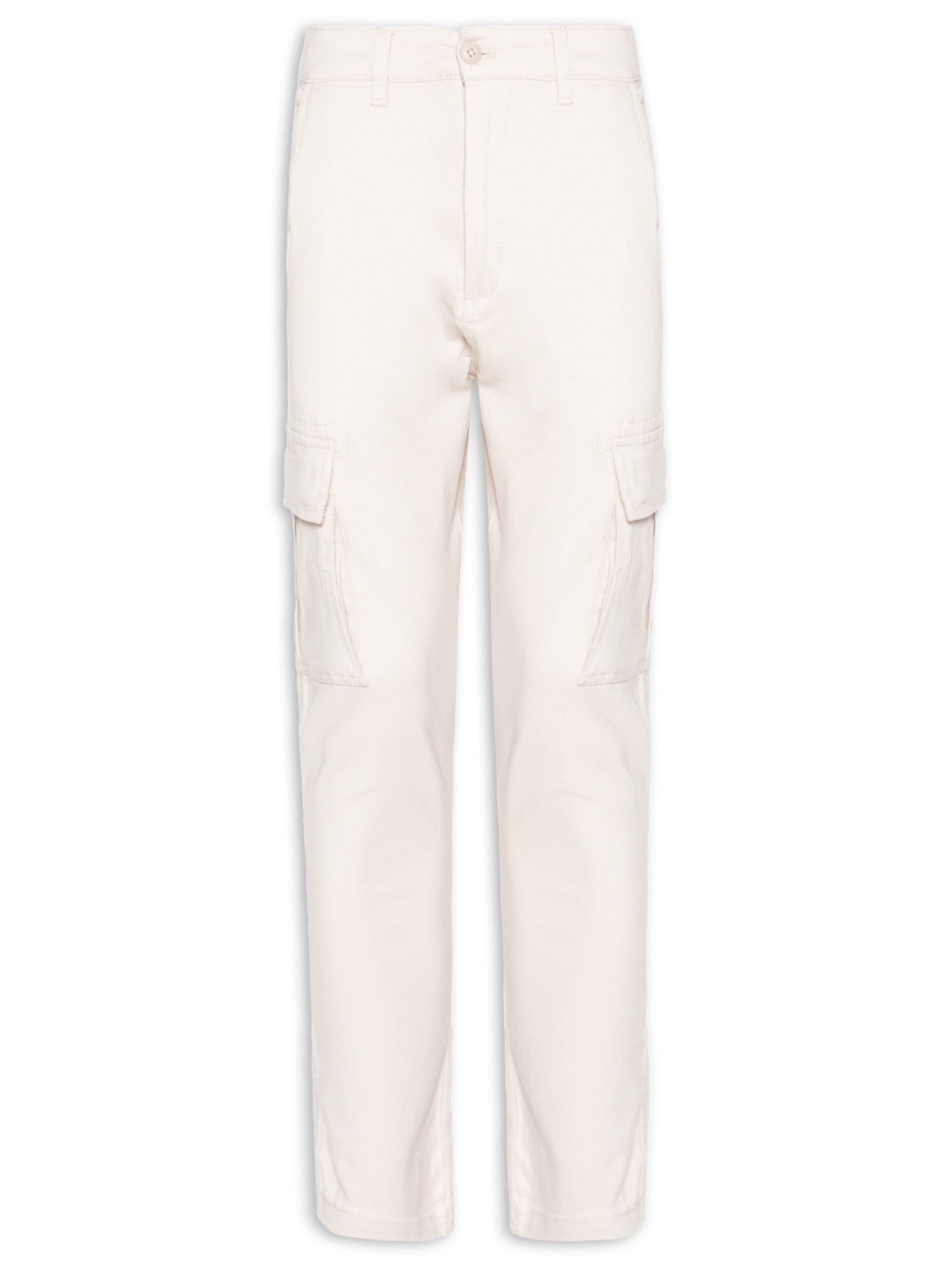 Calça Masculina Sarja Bolso Cargo Bege Basiq Men