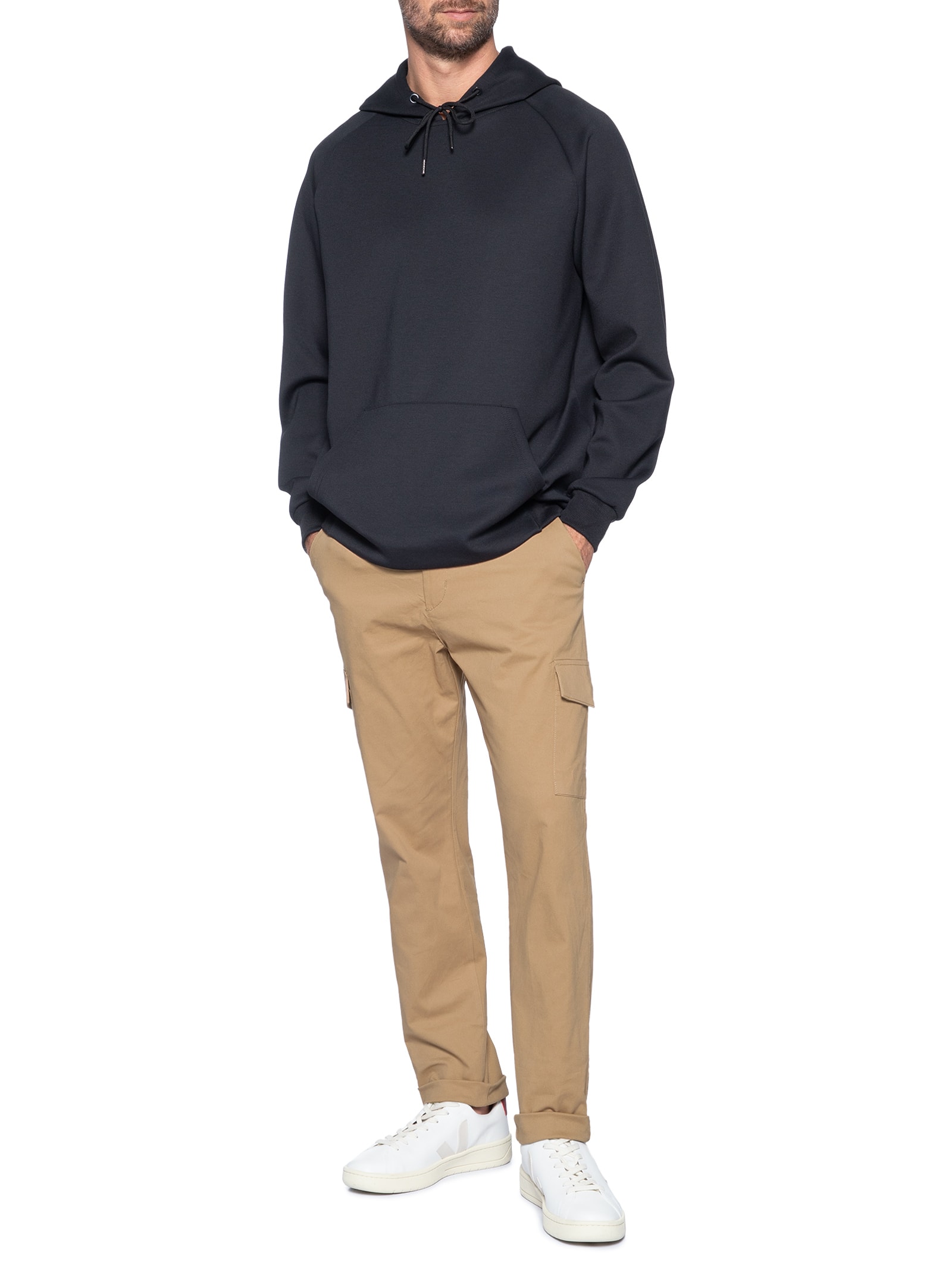 Calça Masculina Sarja Bolso Cargo Bege Basiq Men