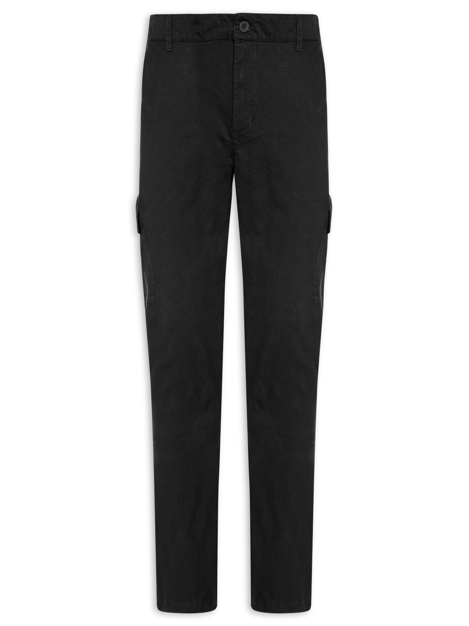 Calça Masculina Sarja Bolso Cargo Preto Basiq Men