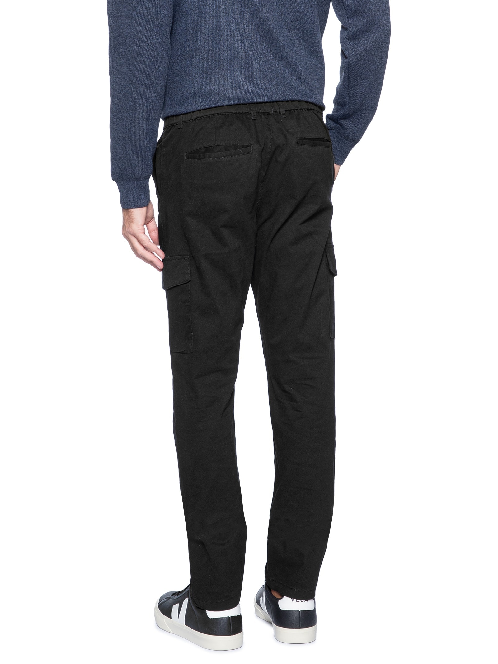 Calça Masculina Sarja Bolso Cargo Preto Basiq Men