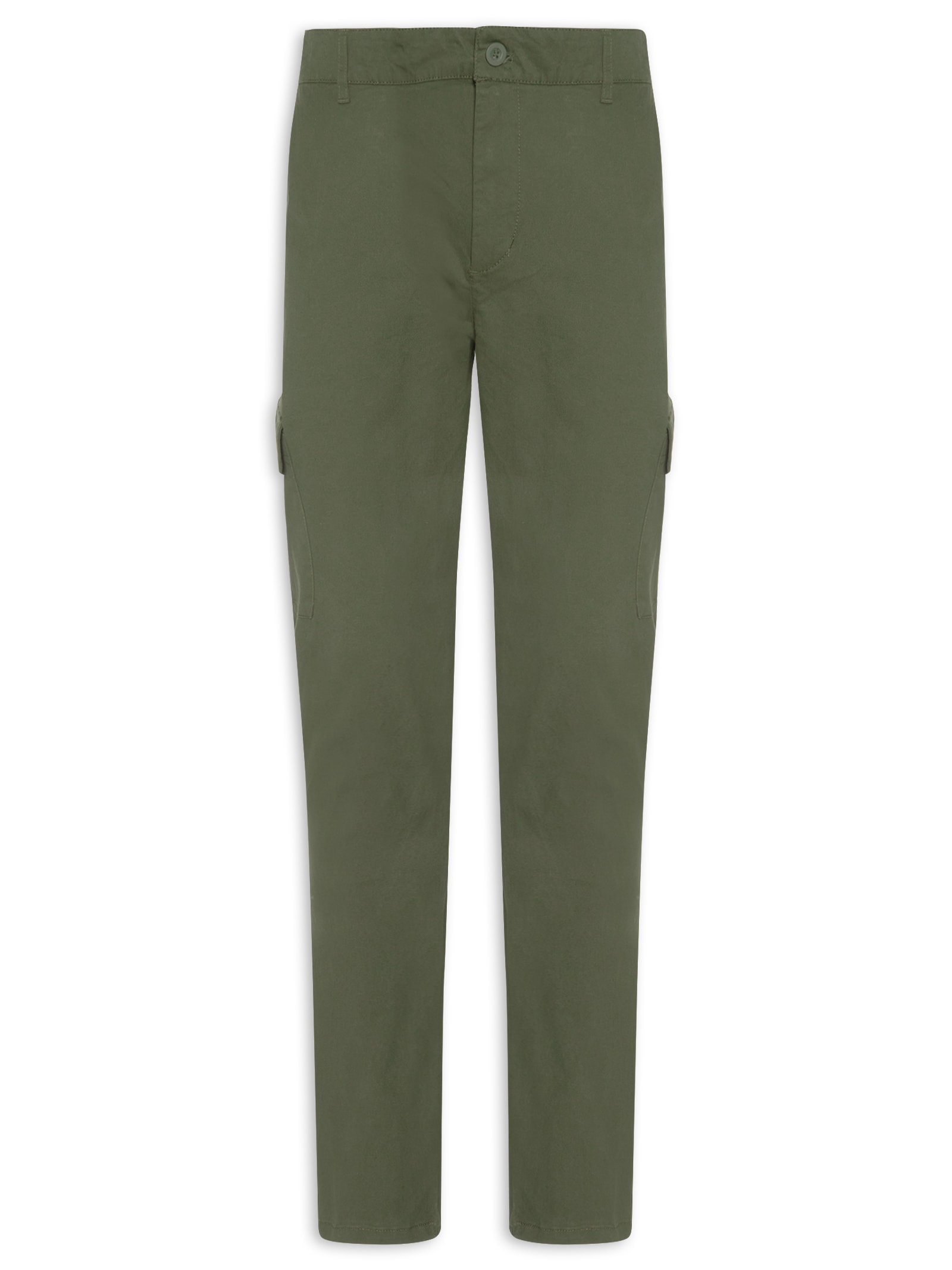 Calça Masculina Sarja Bolso Cargo Verde Basiq Men