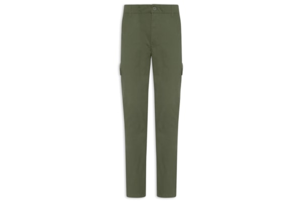 Calça Masculina Sarja Bolso Cargo - Verde
