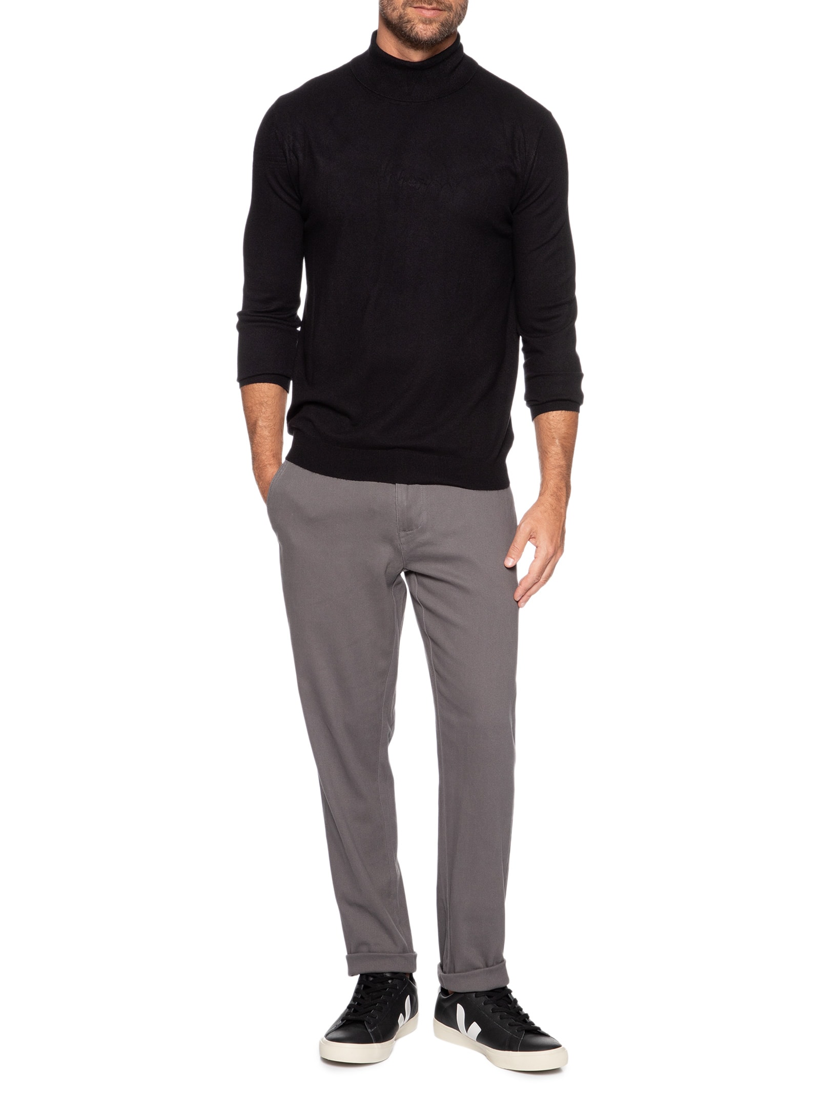 Calça Masculina Sarja Chino Cinza '2 Essential