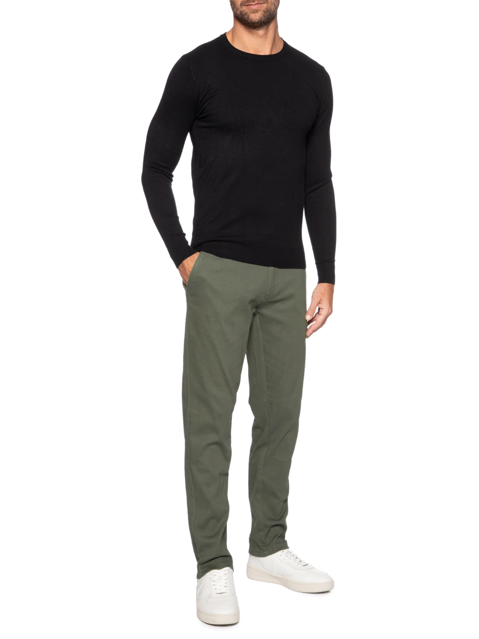 Calça Masculina Sarja Chino Verde '2 Essential