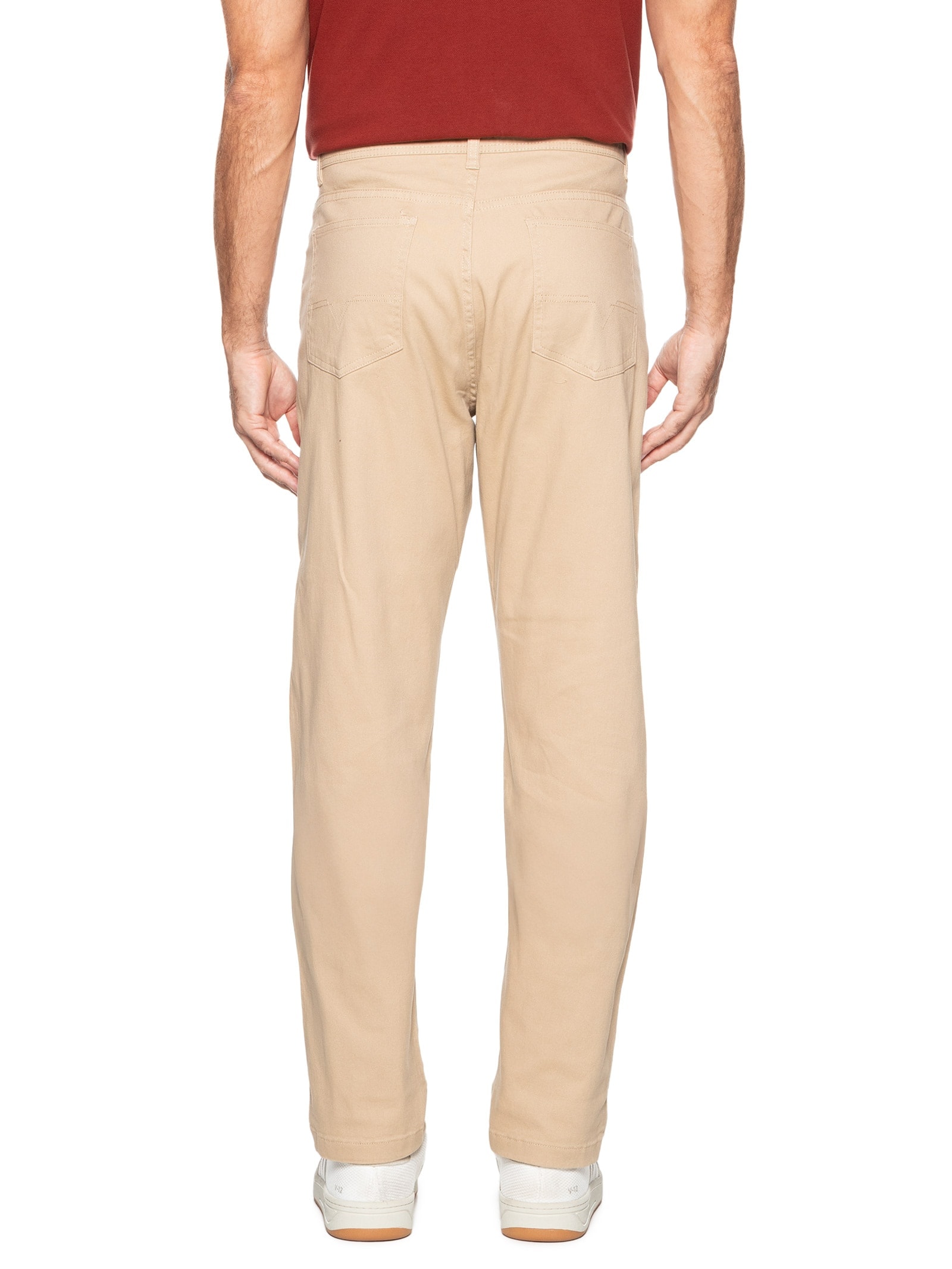 Calça Masculina Sarja Color Bege Basiq Men