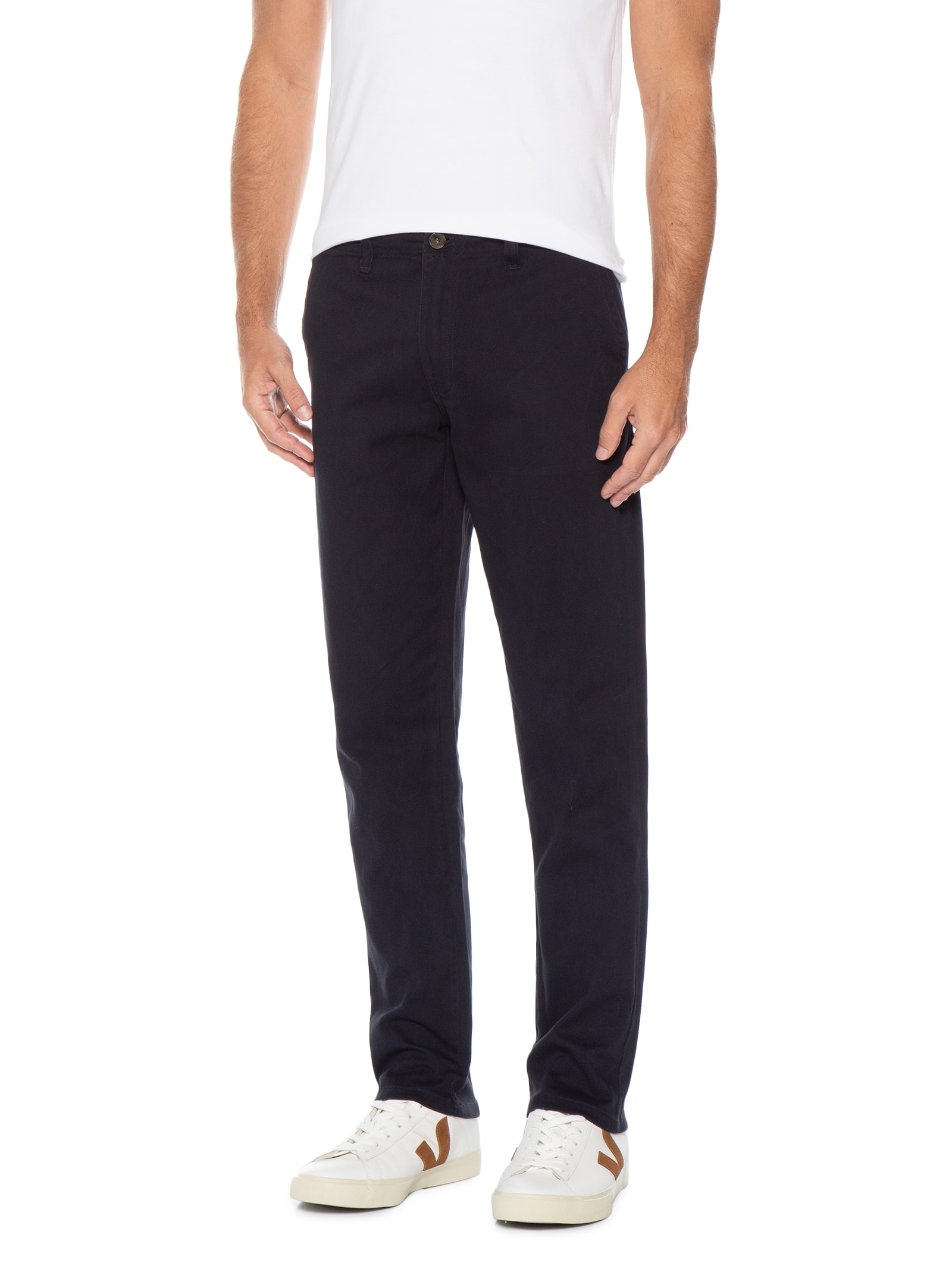 Calça Masculina Sarja Color Reta Azul Basiq Men