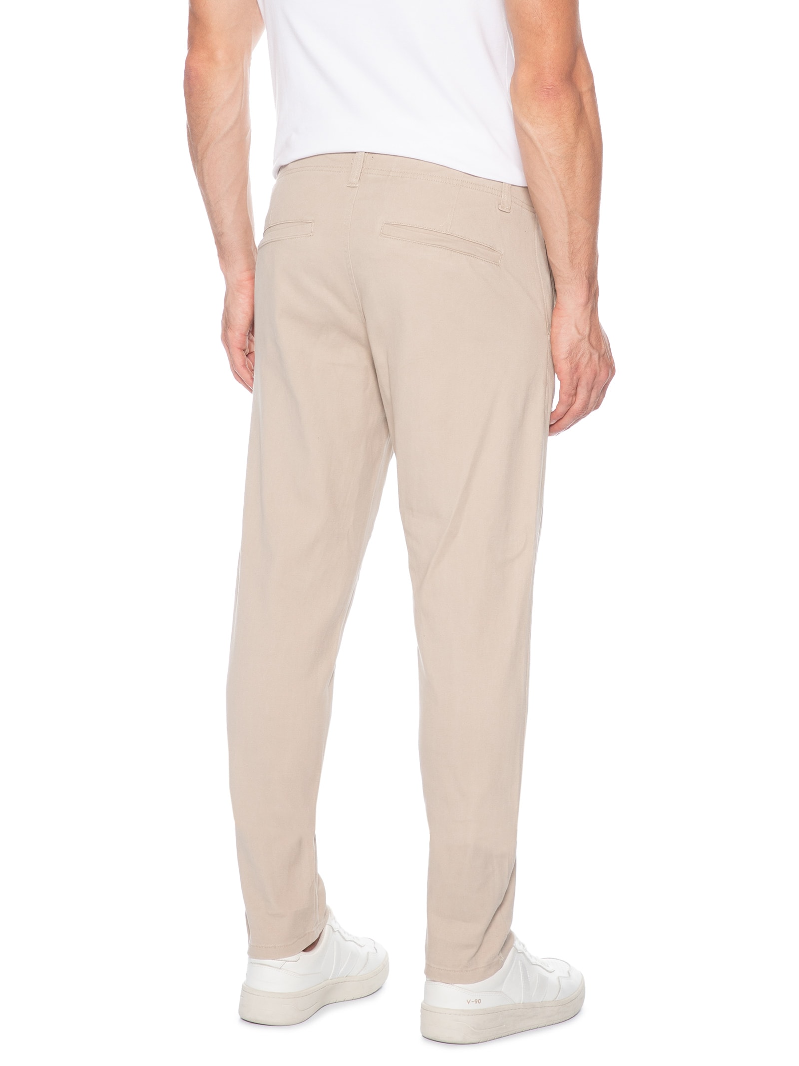 Calça Masculina Sarja Color Reta Bege Basiq Men