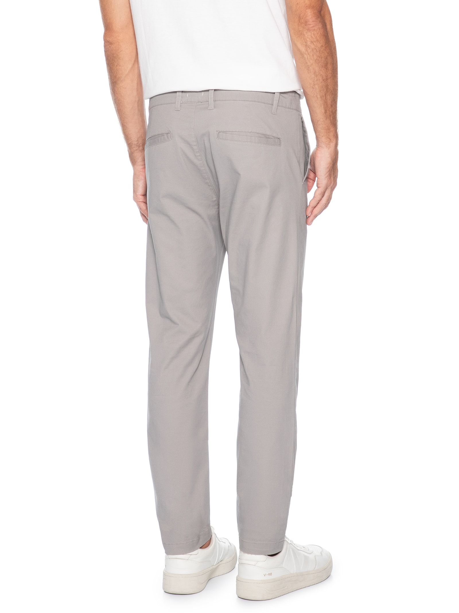 Calça Masculina Sarja Color Reta Cinza Basiq Men