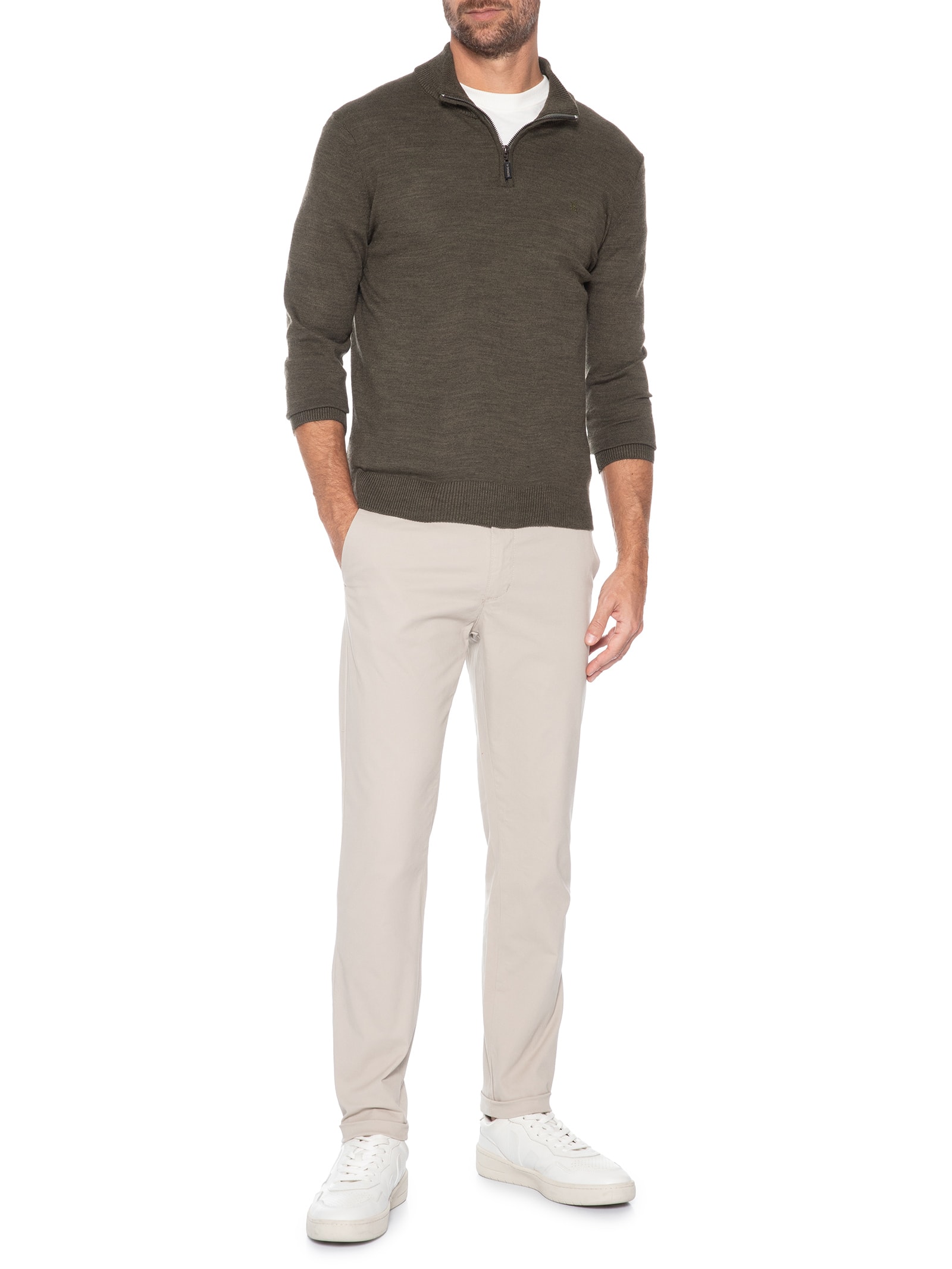 Calça Masculina Sarja Color Reta Marrom Basiq Men