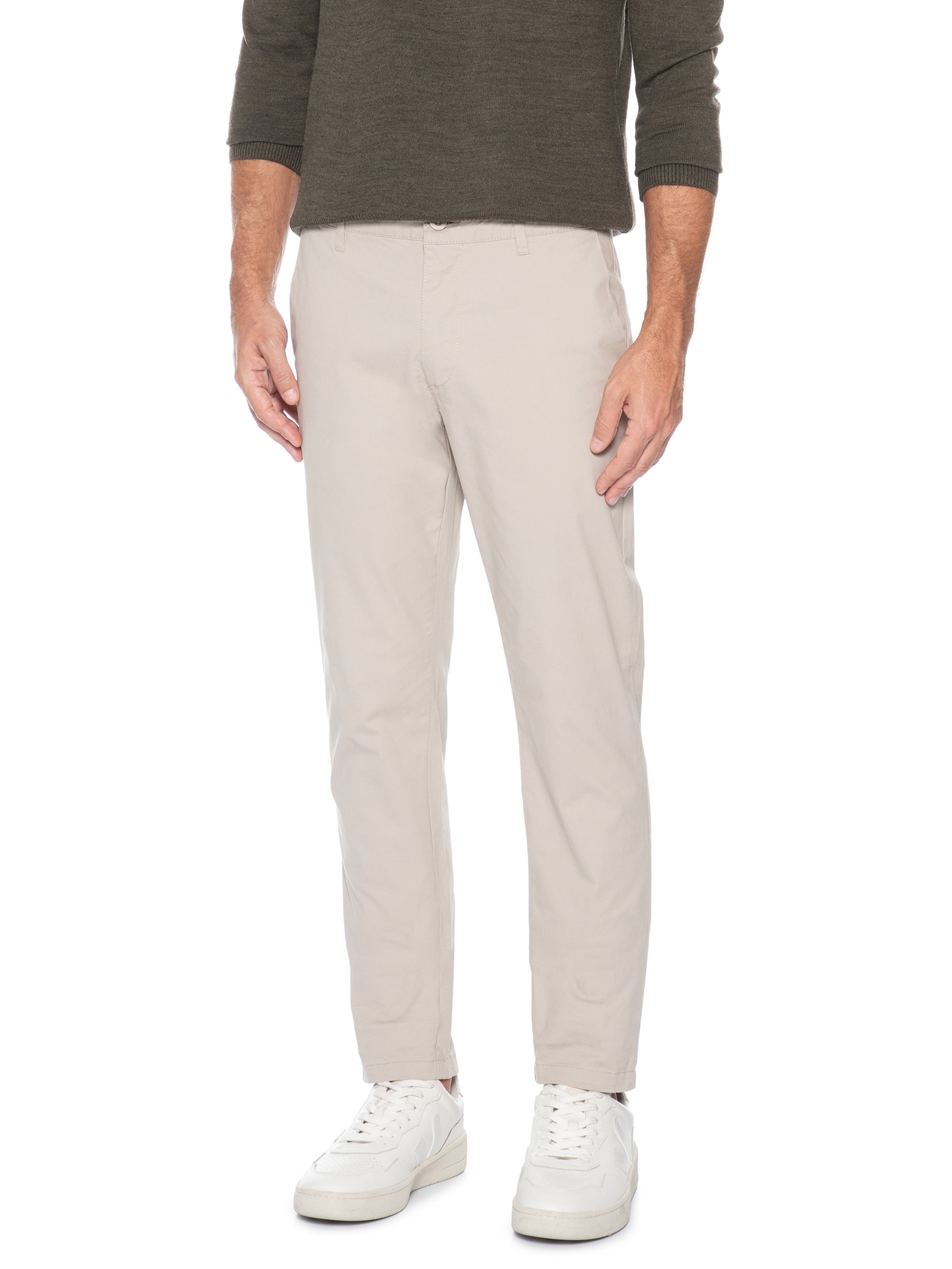 Calça Masculina Sarja Color Reta Marrom Basiq Men