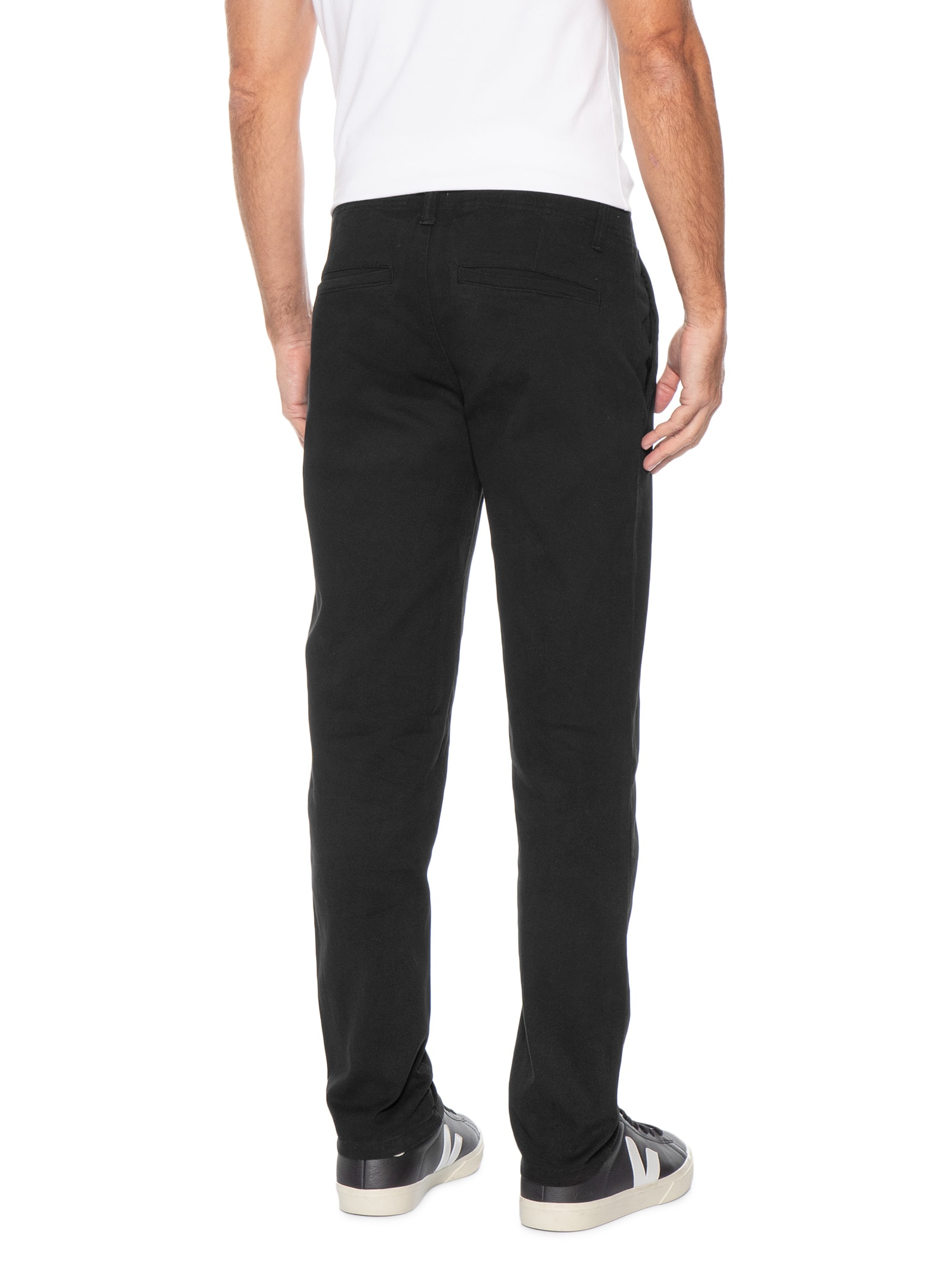 Calça Masculina Sarja Color Reta Preto Basiq Men