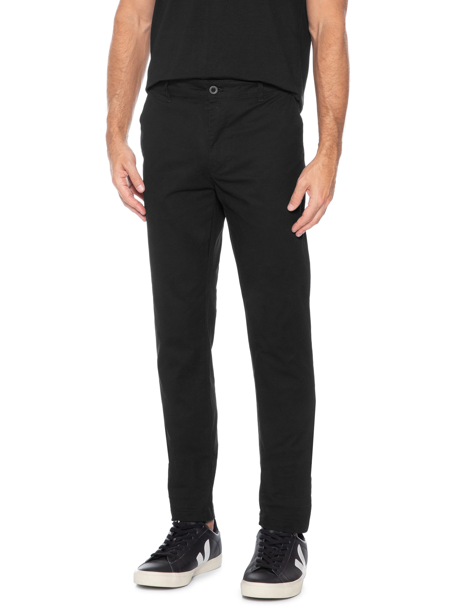 Calça Masculina Sarja Color Reta Preto Basiq Men