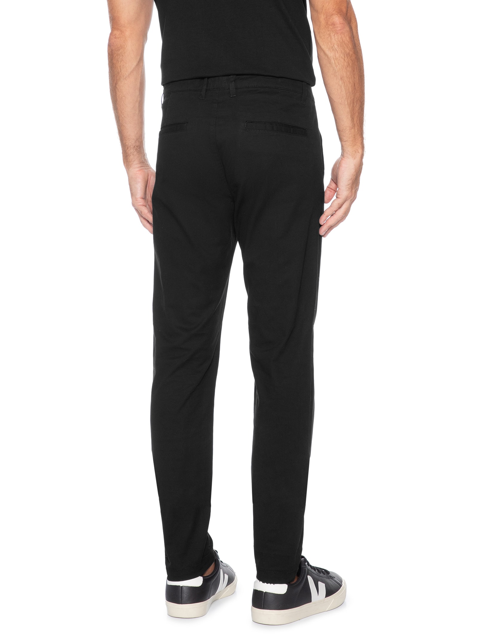 Calça Masculina Sarja Color Reta Preto Basiq Men